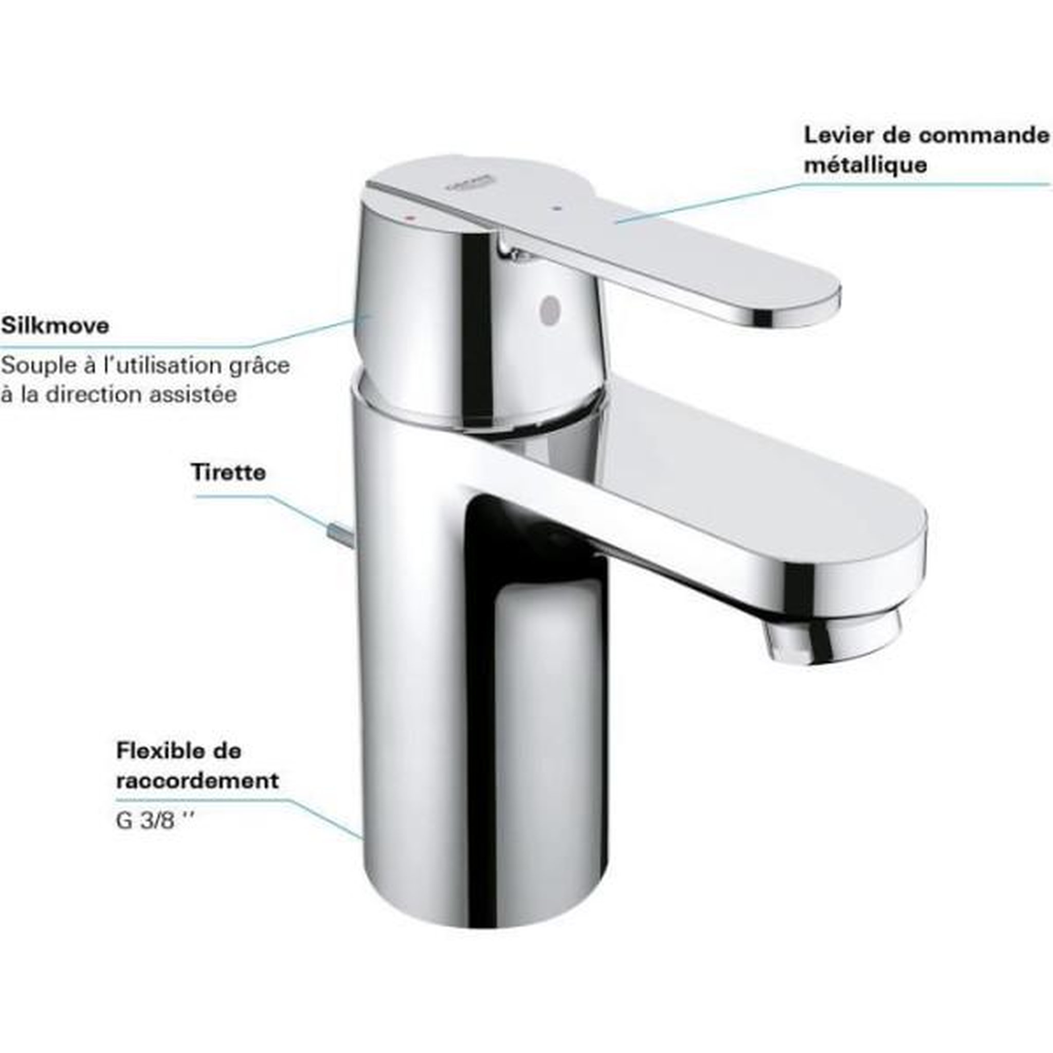 Voir la diapositive 6 : Grohe Mitigeur lavabo get monocommande chromé taille s - grohe - 31148000