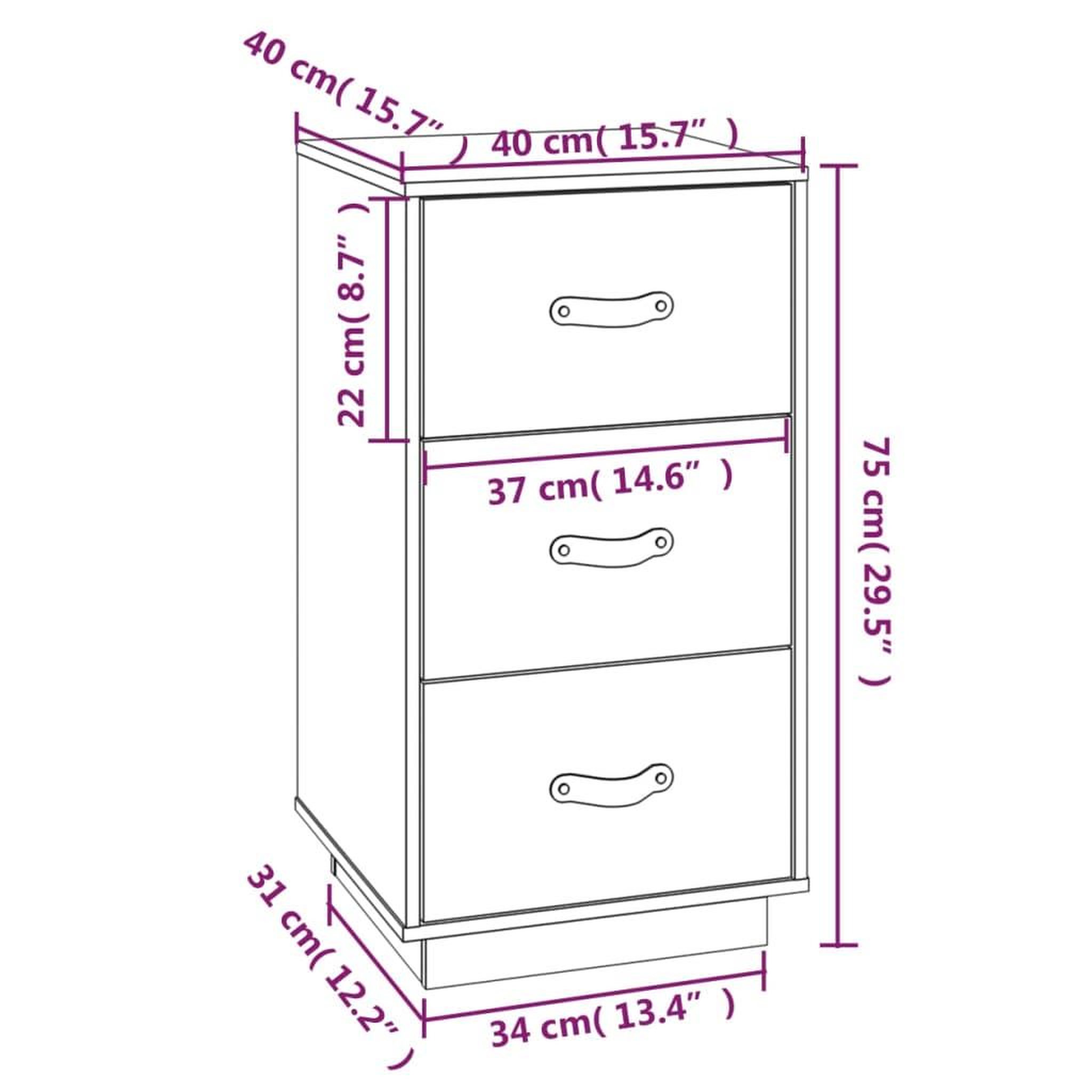Voir la diapositive 6 : VIDAXL Table de chevet Blanc 40x40x75 cm Bois de pin solide