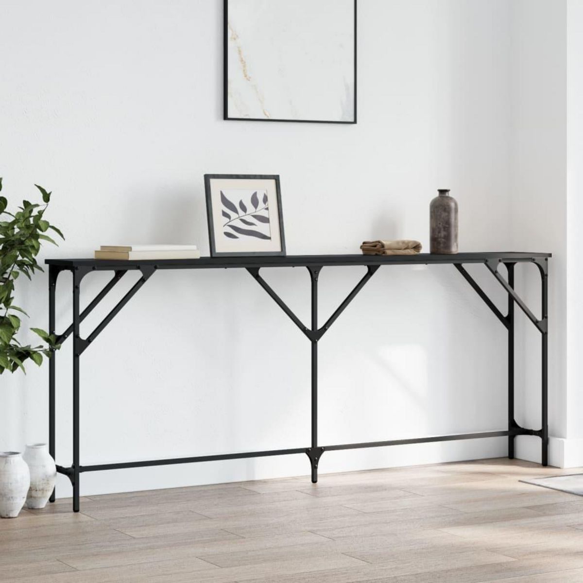 VIDAXL Table console noir 180x23x75 cm bois d'ingenierie