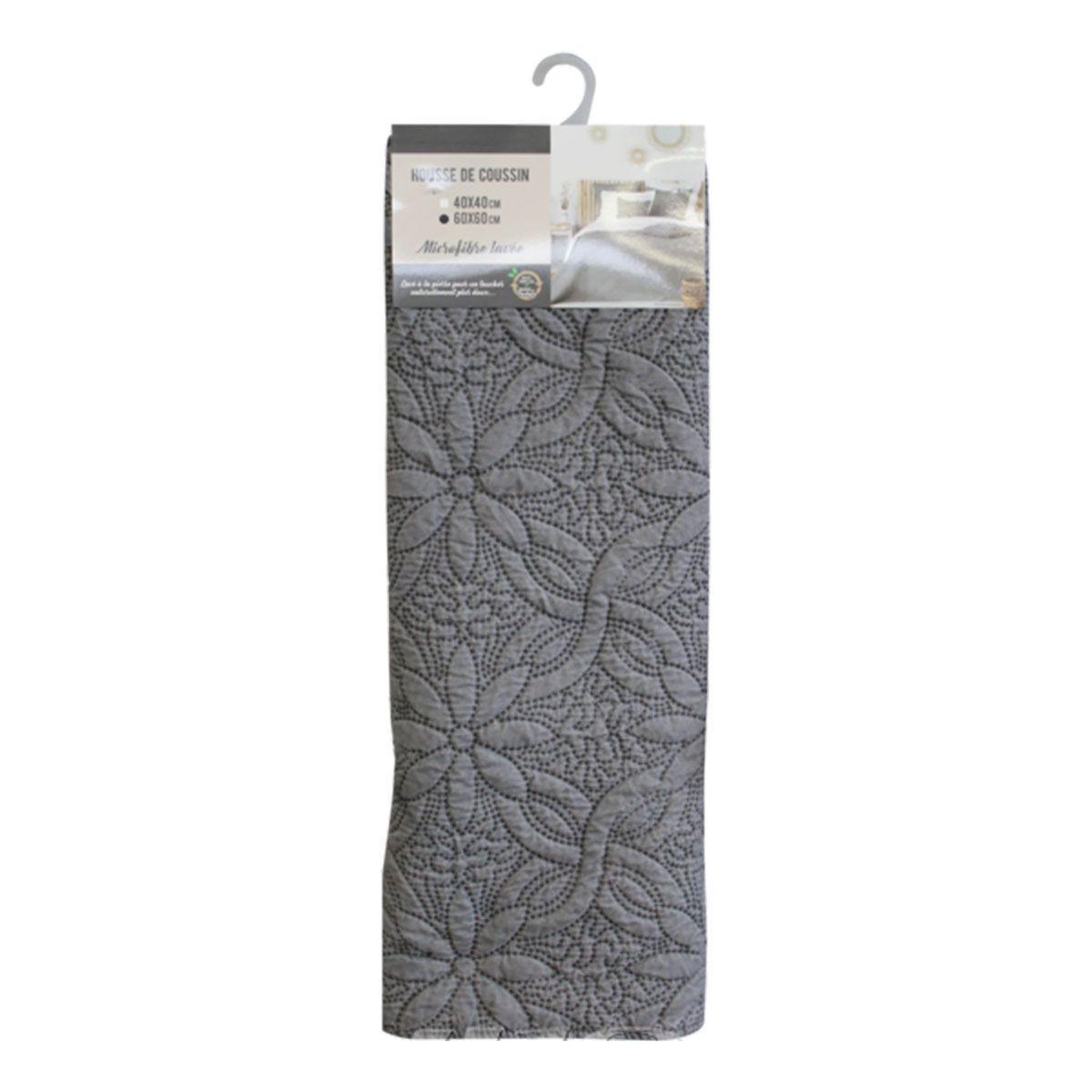 Voir la diapositive 2 : Douceur d'Intérieur Housse de coussin  florette  60x60cm anthracite