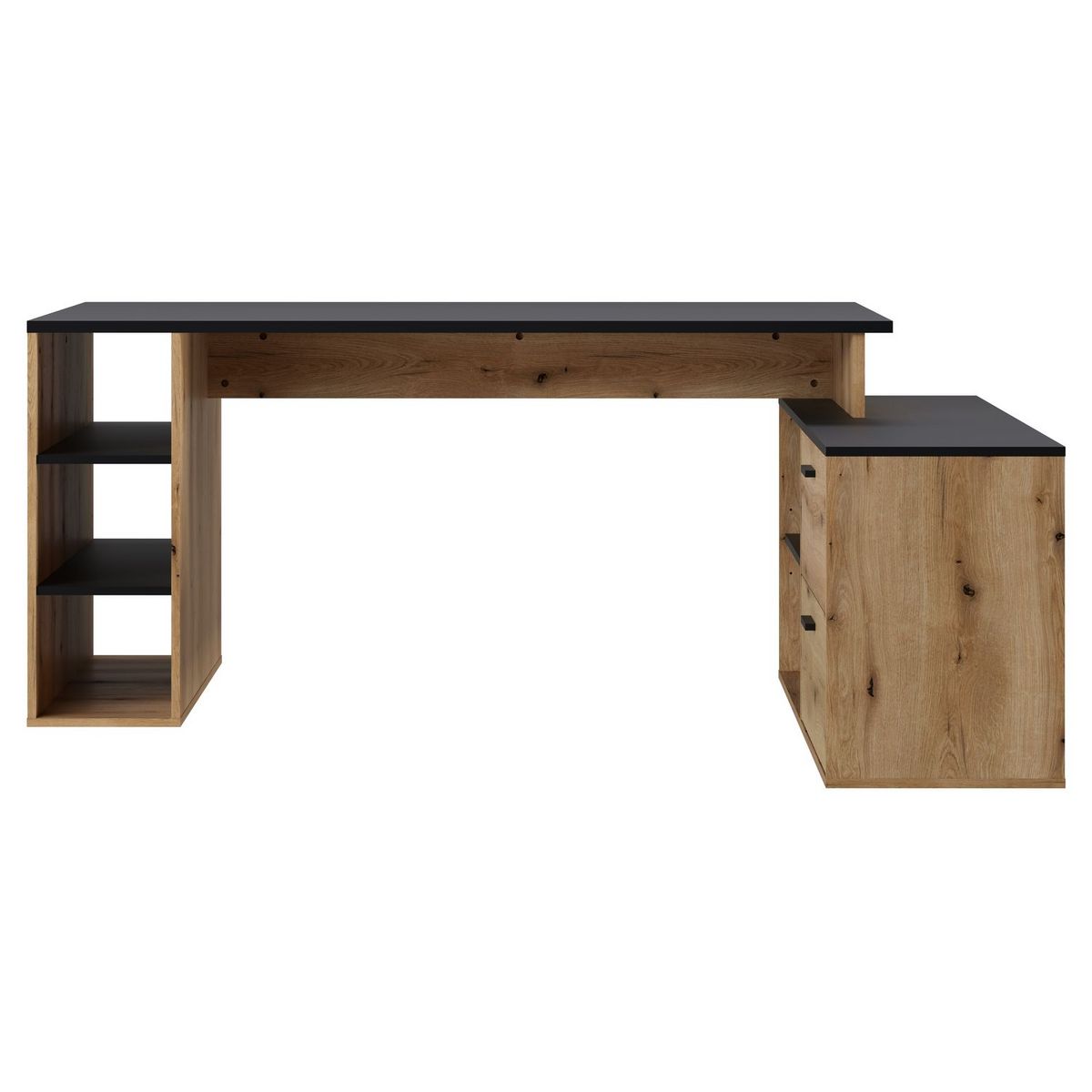 Bureau d'angle 3 tiroirs et rangements L183cm ESTEBAN