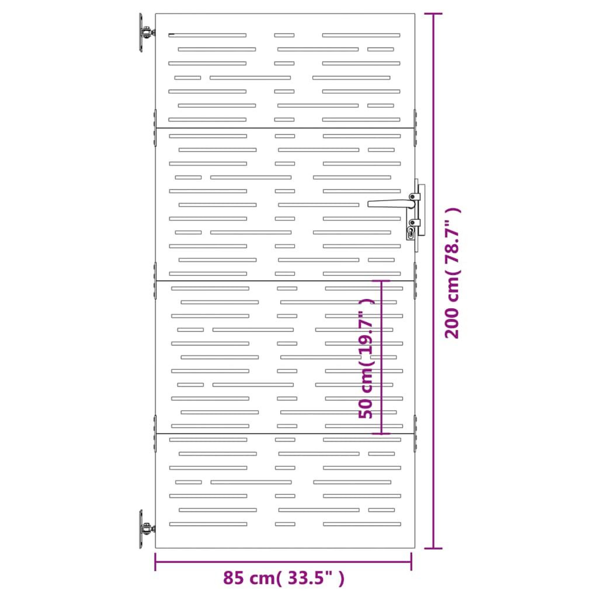 Voir la diapositive 6 : VIDAXL Portail de jardin 85x200 cm acier corten conception de carre