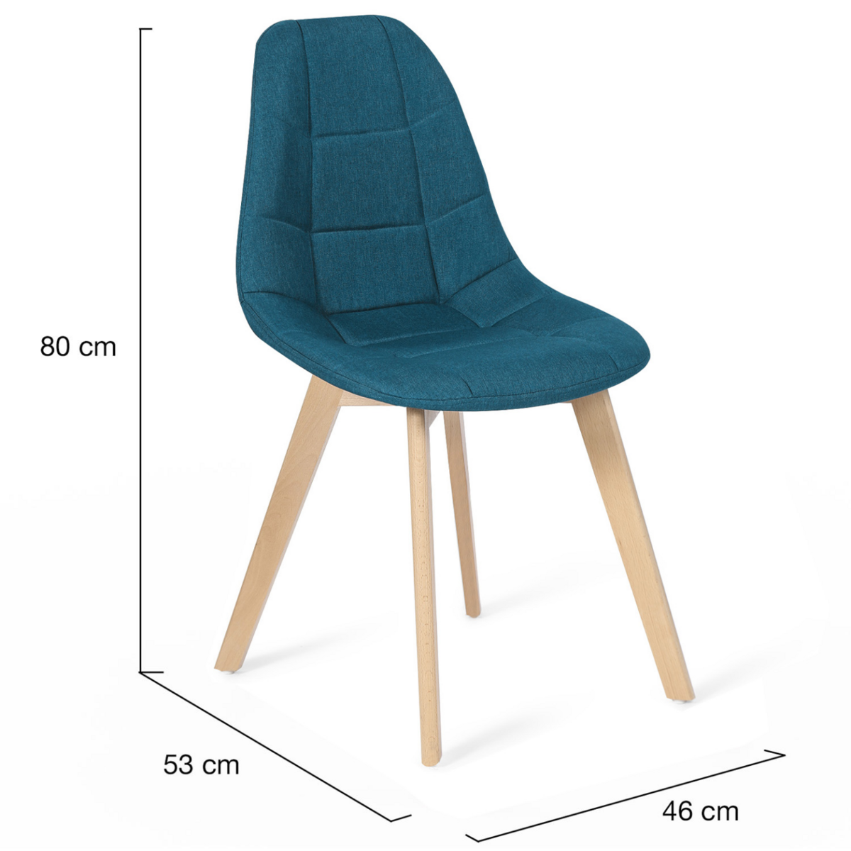 ID MARKET Lot de 4 chaises scandinaves GABY bleues en tissu pour salle à manger