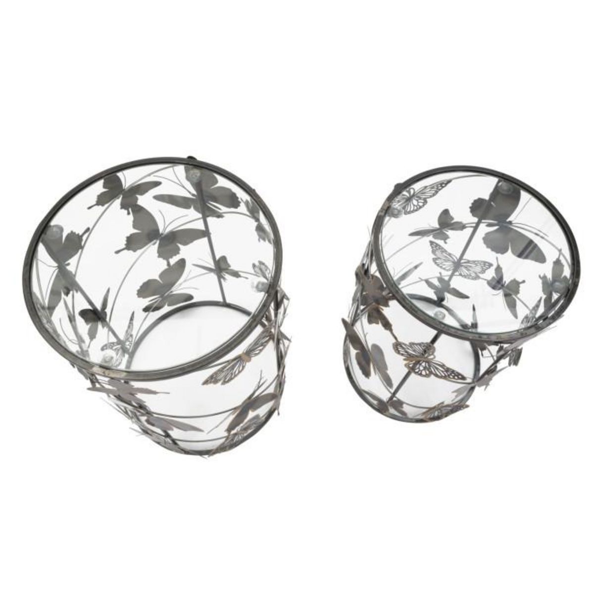 Paris Prix Lot de 2 Tables d'Appoint  Butterfly  55cm Multicolore