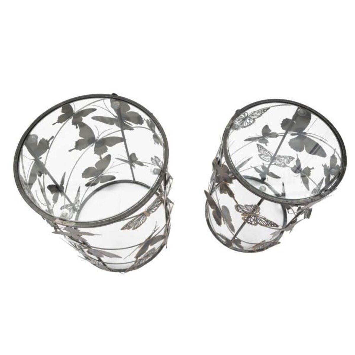 Paris Prix Lot de 2 Tables d'Appoint  Butterfly  55cm Multicolore