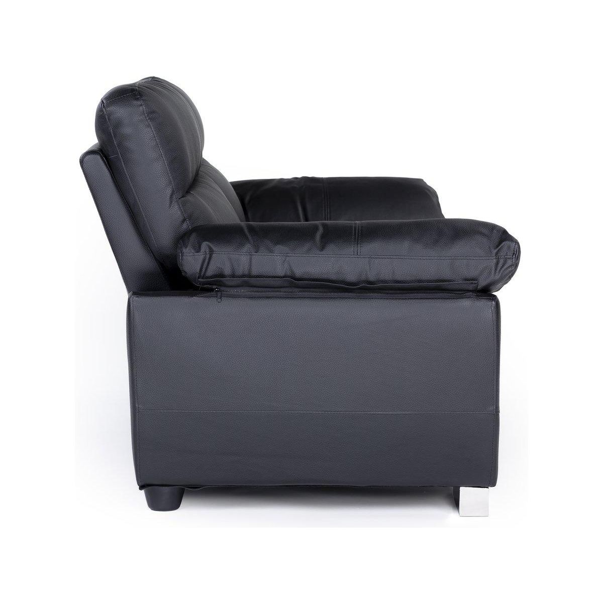 Habitat et Jardin Canapé fixe en cuir reconstitué et PVC  Dallas  - 169 x 88 x 90 cm - 2 places - Noir