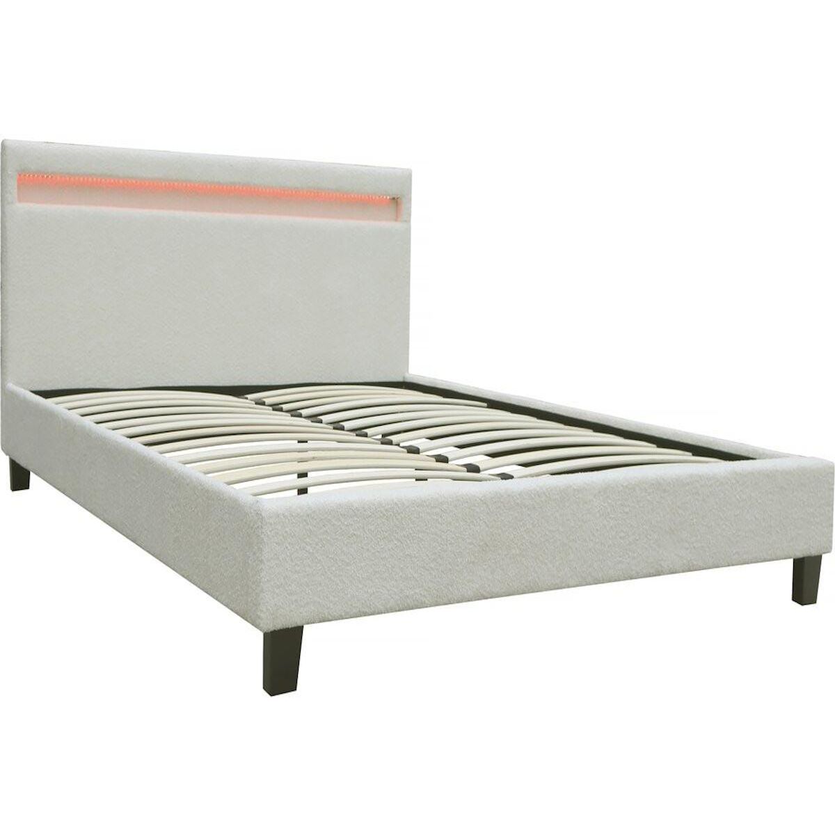 Habitat et Jardin Lit tissu bouclette avec LED  Maria  160 x 200 cm - Crème