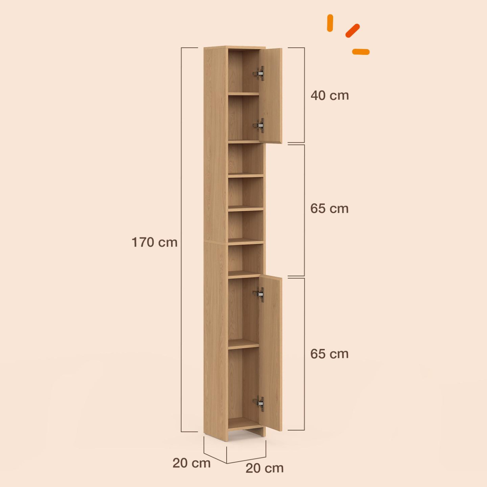 Voir la diapositive 5 : ID MARKET Meuble colonne salle de bain victor 2 portes 4 niches effet lattes