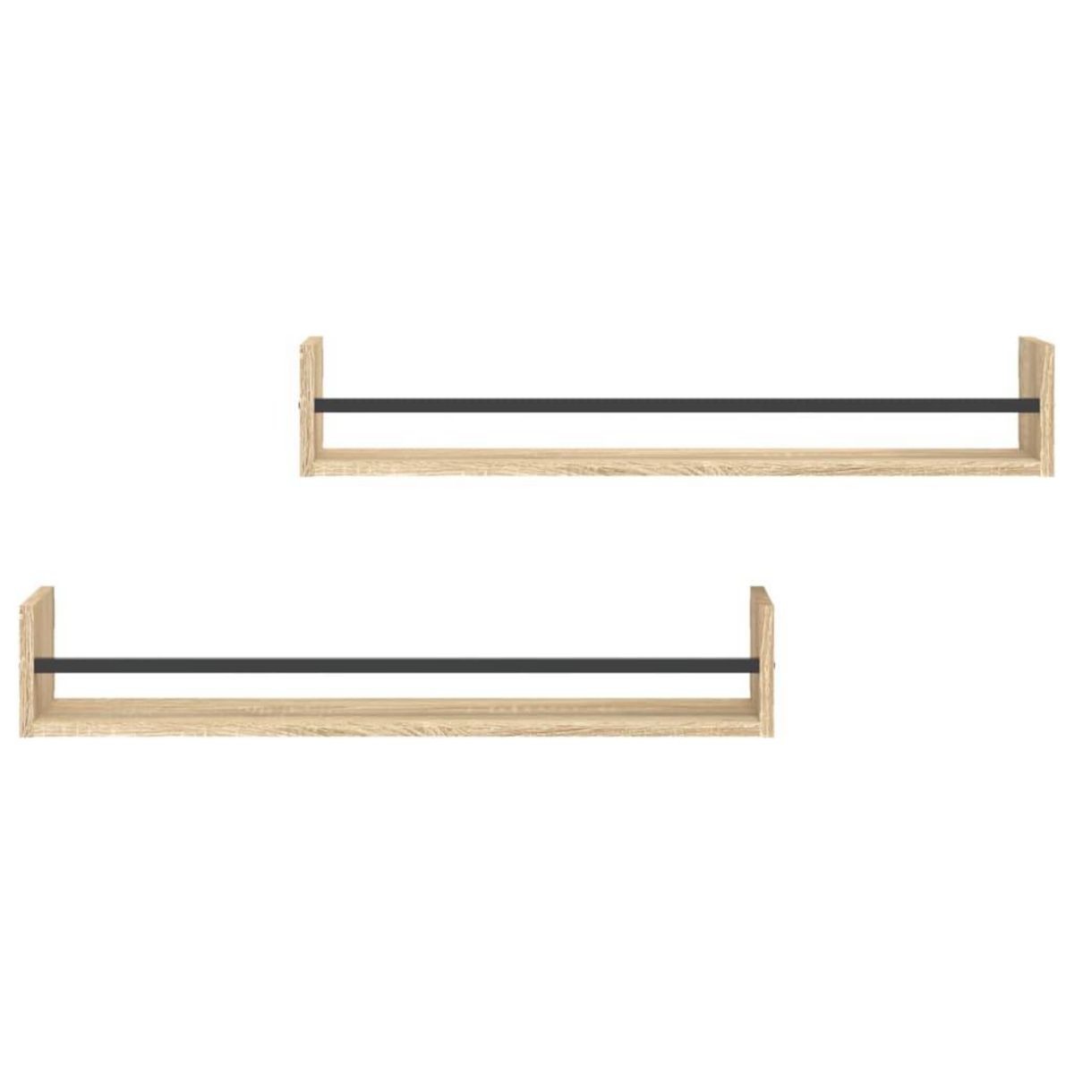 VIDAXL Etageres murales avec barres 2 pcs chene sonoma 80x16x14 cm