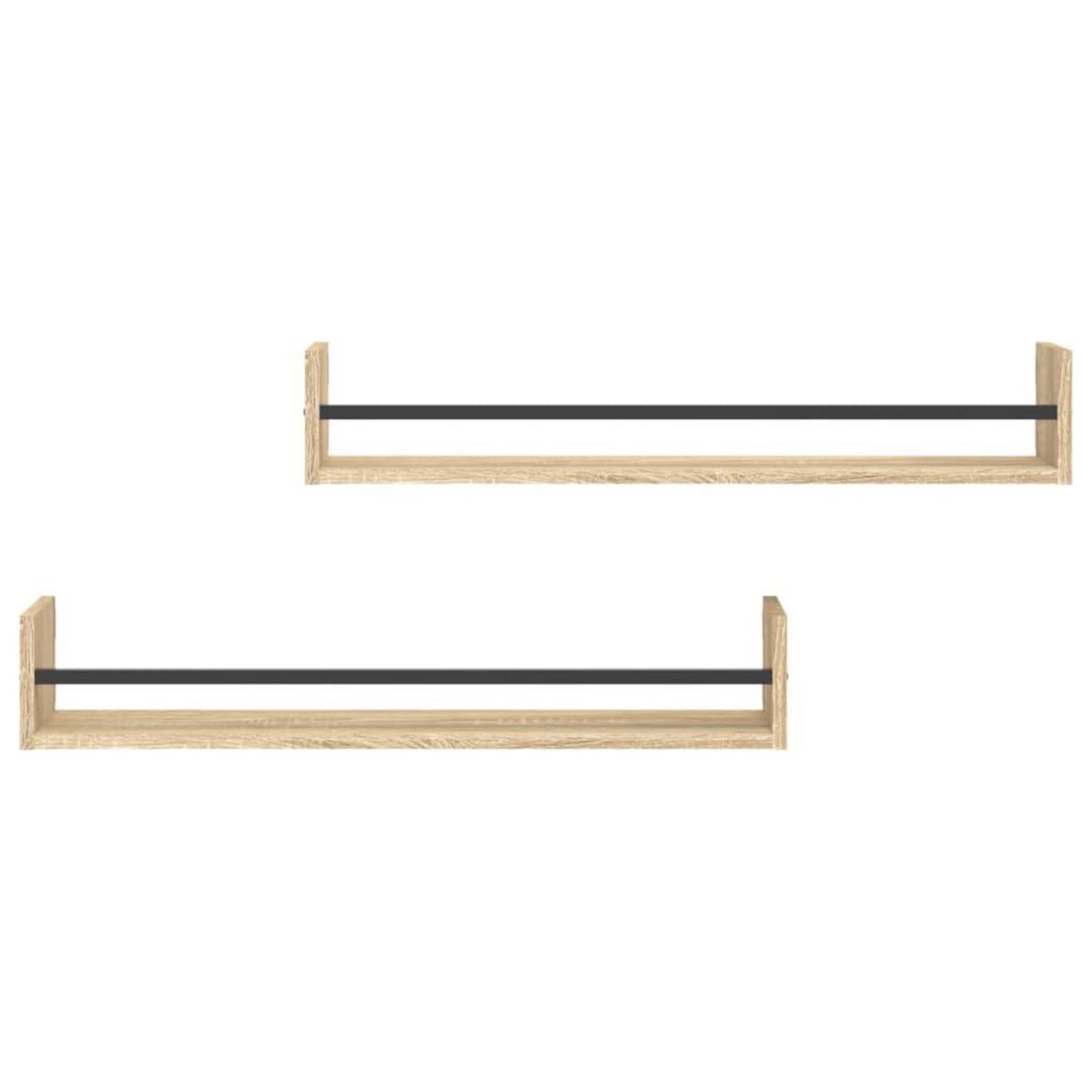 VIDAXL Etageres murales avec barres 2 pcs chene sonoma 80x16x14 cm