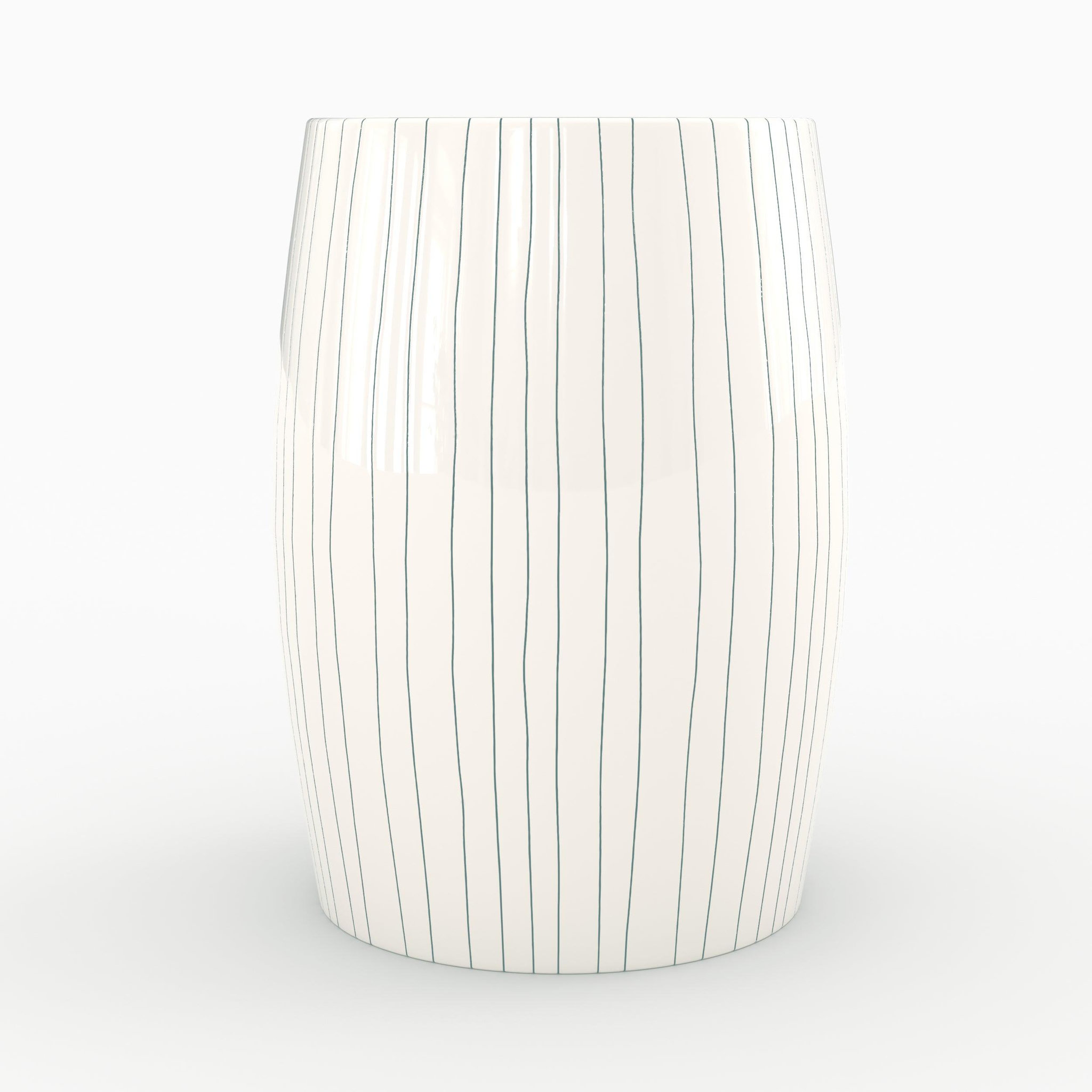 Voir la diapositive 5 : MAISON PAVANE Table d'appoint ronde en métal blanc rayé d26 cm-nello