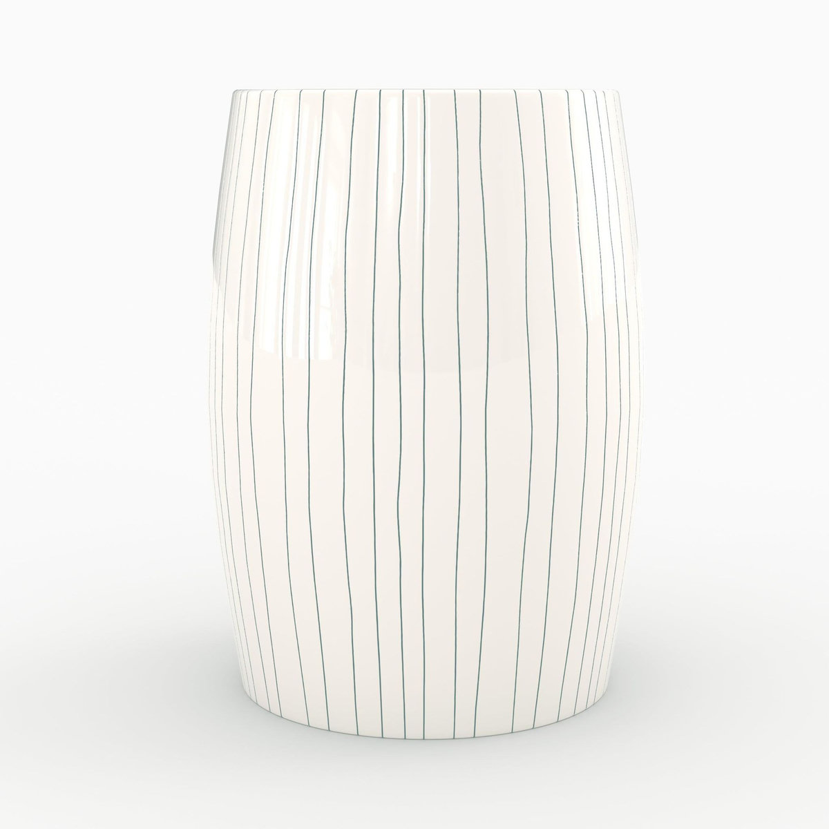 Rendez vous déco Table d'appoint ronde en métal blanc rayé D26 cm-Nello