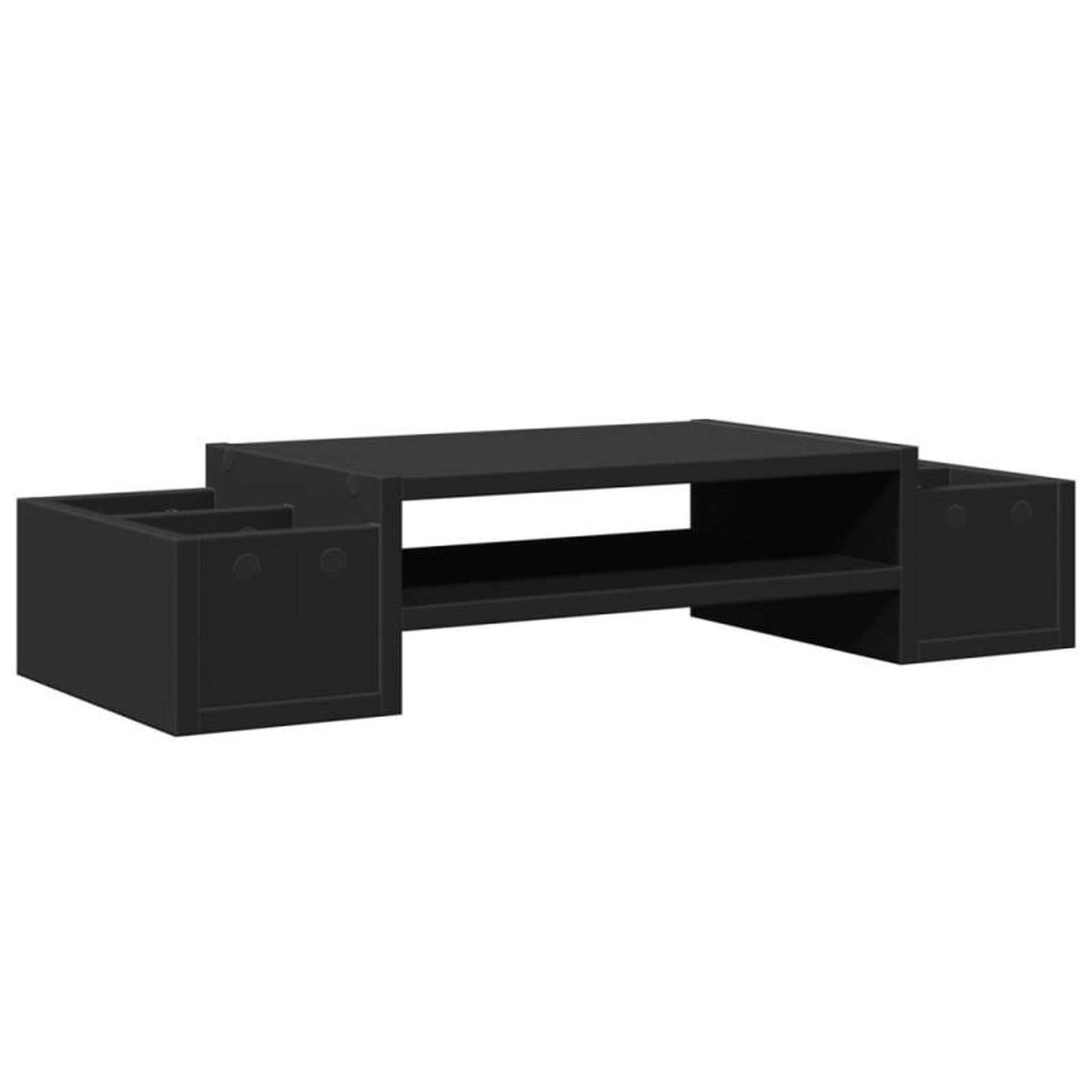 Voir la diapositive 6 : VIDAXL Support de moniteur avec rangement noir bois d ingénierie