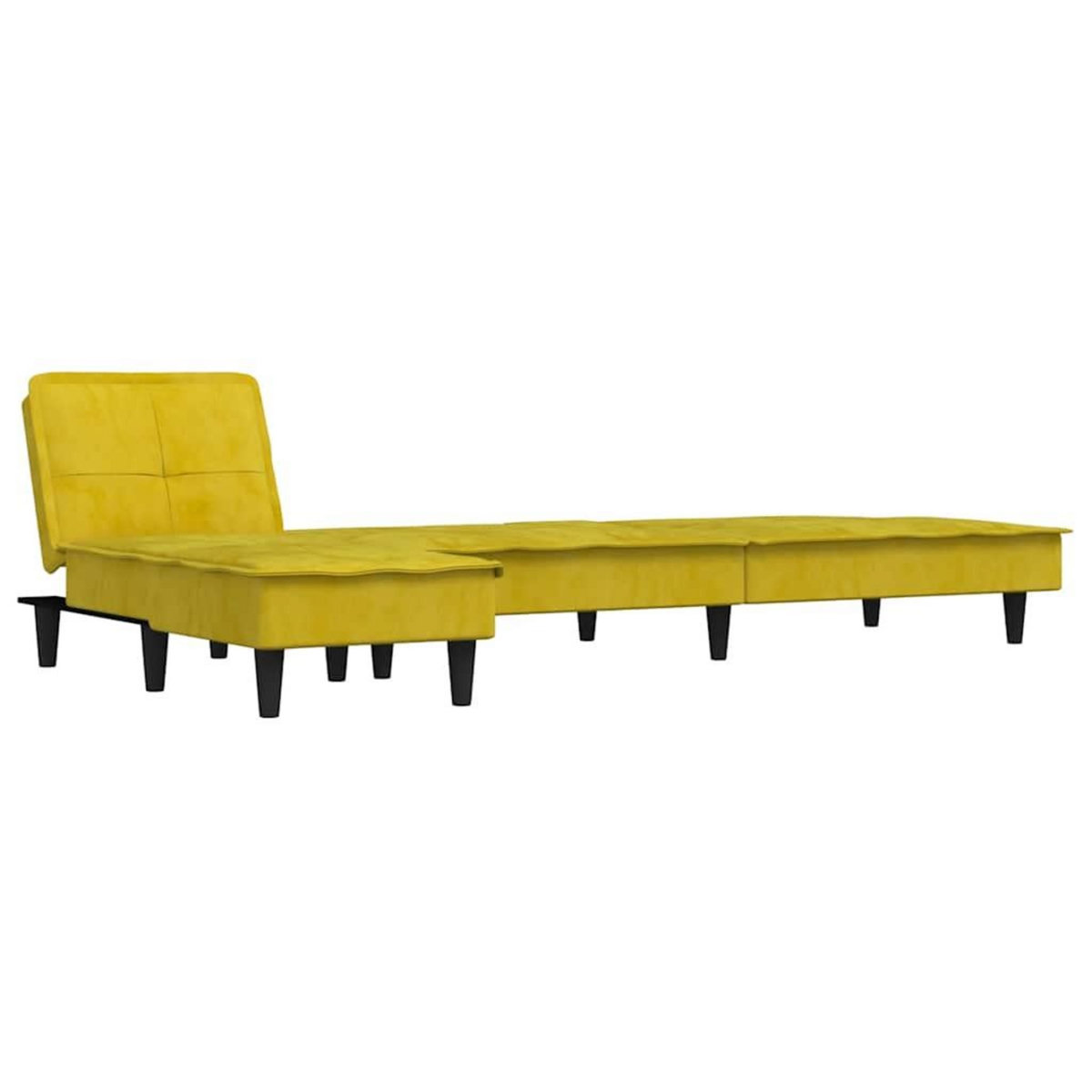 VIDAXL Canape-lit en forme de L jaune 255x140x70 cm velours