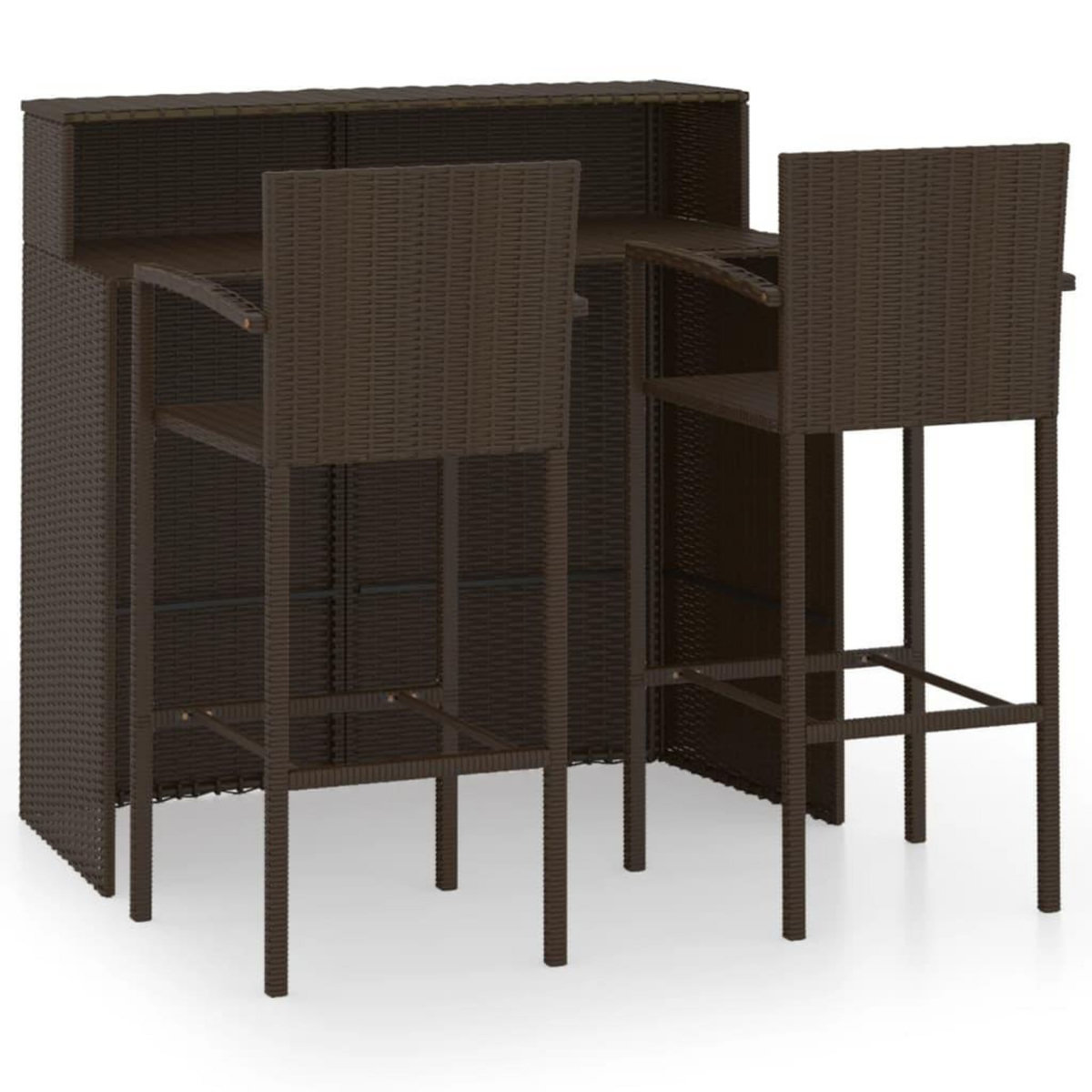VIDAXL Ensemble de bar de jardin 3 pcs Marron