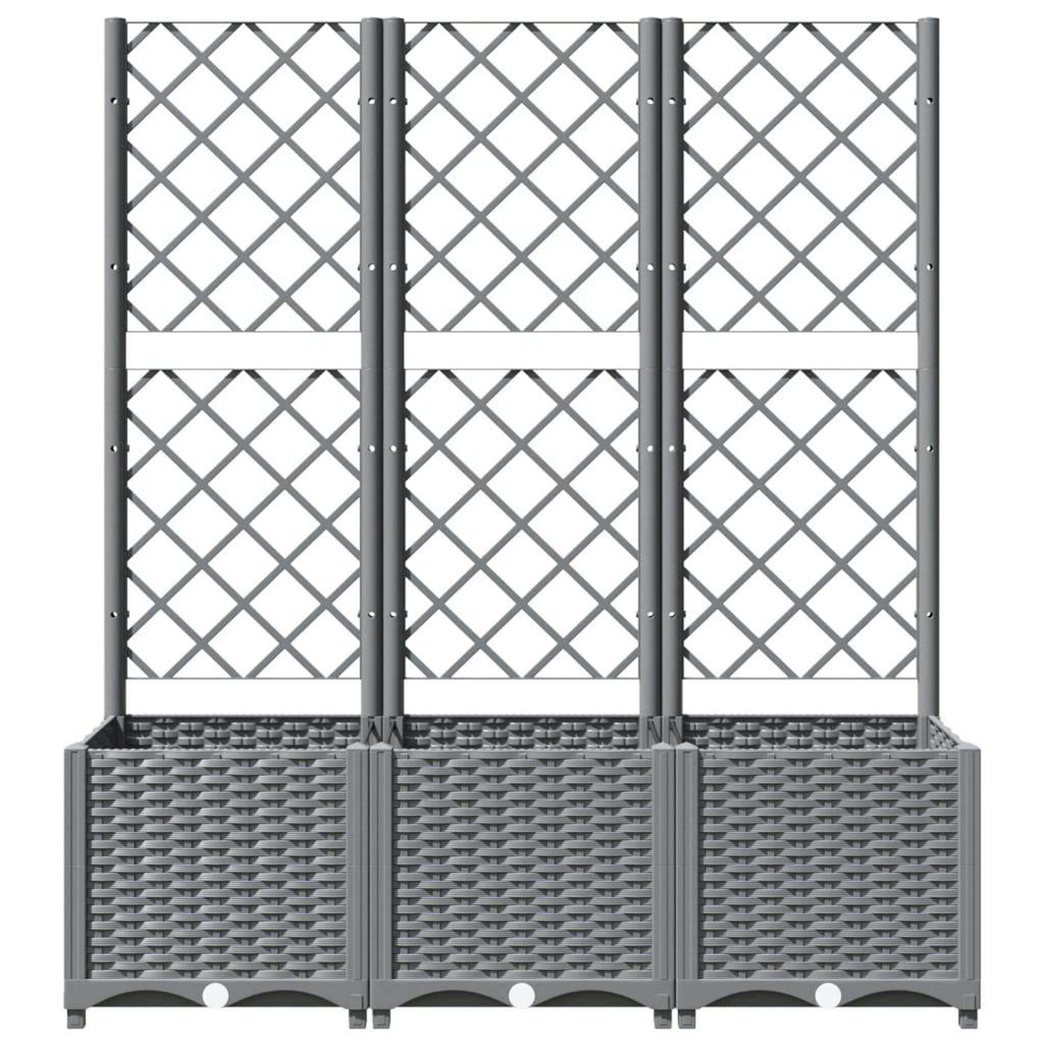 Voir la diapositive 4 : VIDAXL Jardiniere avec treillis Gris clair 120x40x136 cm PP
