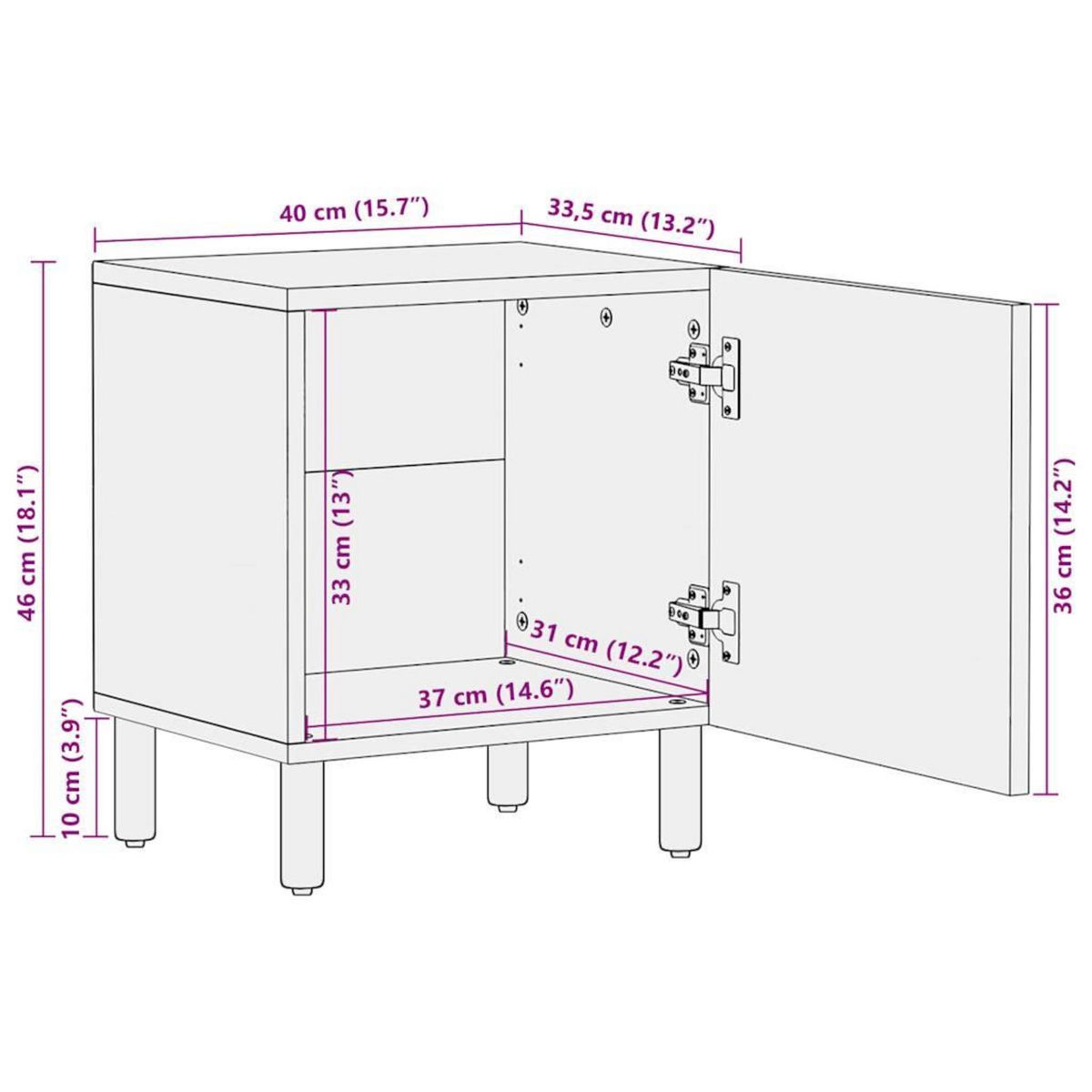 VIDAXL Tables de chevet 2 pcs noir bois de manguier massif brut