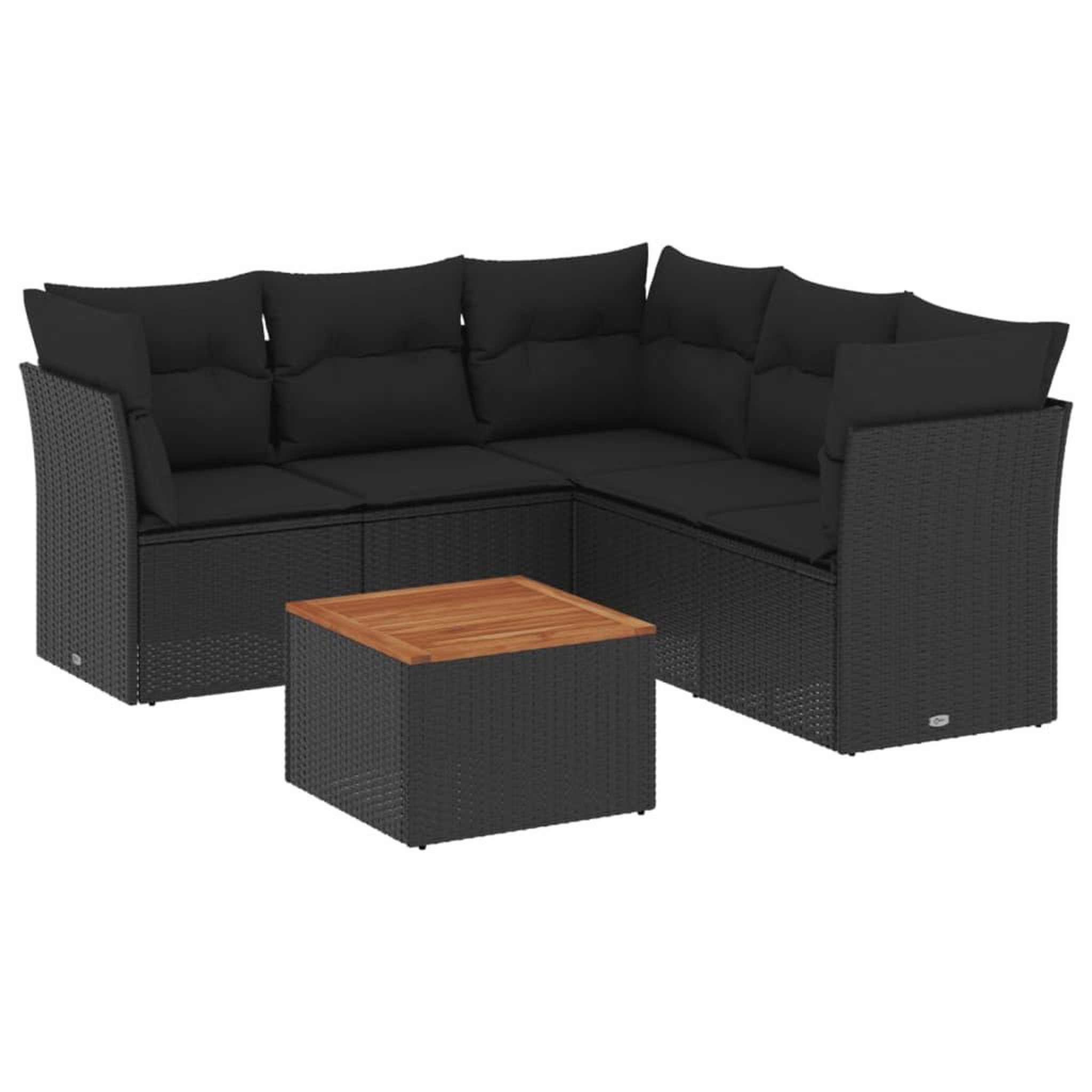 Voir la diapositive 2 : VIDAXL Salon de jardin 6 pcs avec coussins noir resine tressee