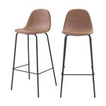 Rendez vous déco Lot de 2 chaises de bar 75 cm en cuir synthétique taupe-Henrik
