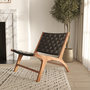 Voir la diapositive 2 : MAISON PAVANE Fauteuil en teck et cuir tréssé noir-Kuna