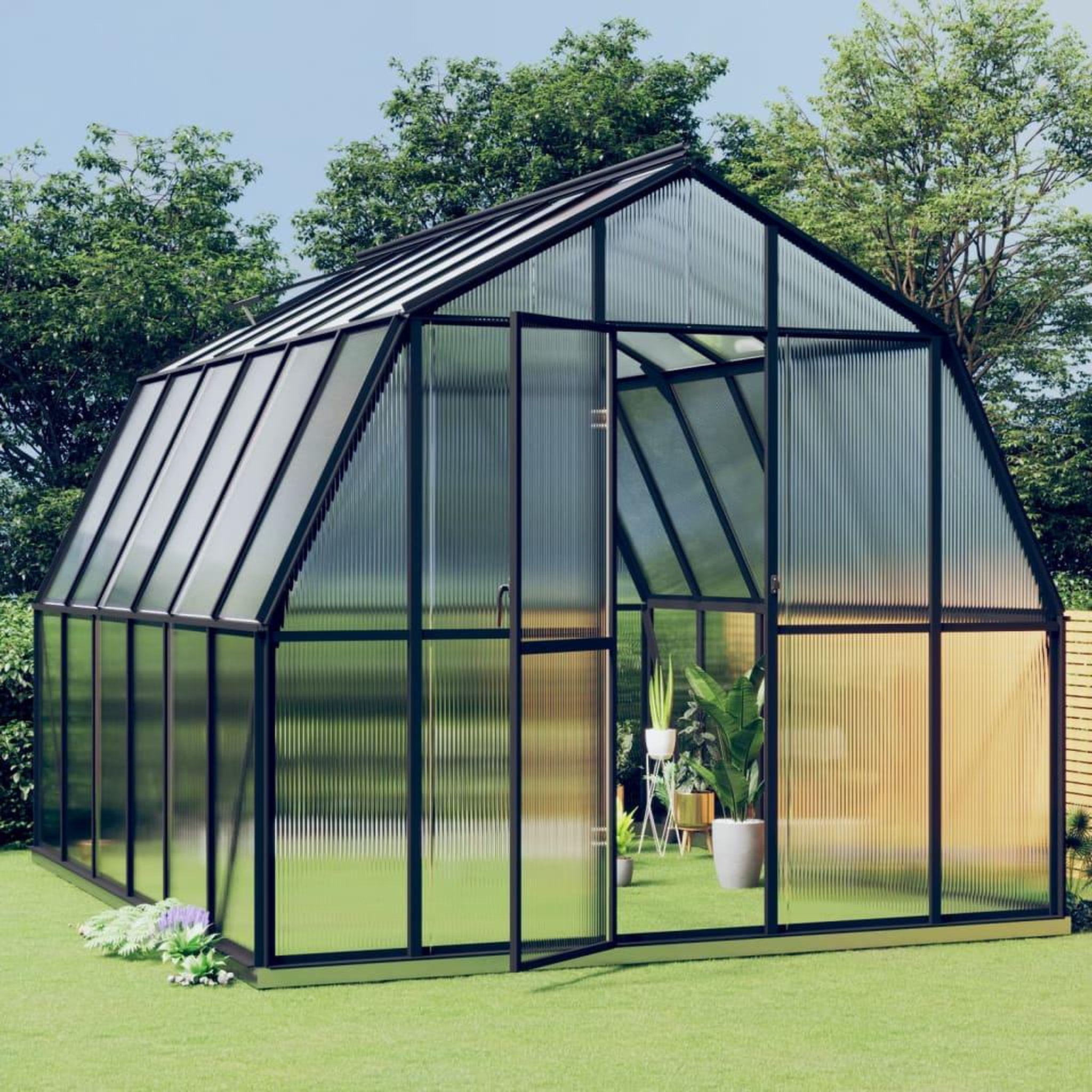 Voir la diapositive 1 : VIDAXL Serre avec cadre de base anthracite 9,53 m^2 Aluminium