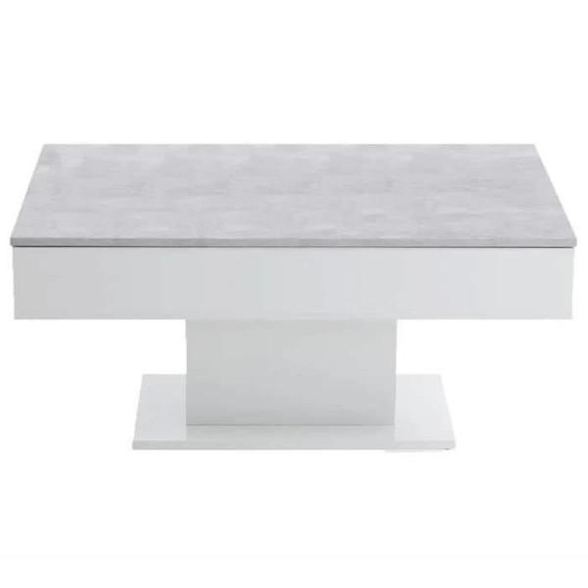 Voir la diapositive 5 : FMD Table Basse - Bout de canapé - mélamine Gris Béton et Blanc L100 x H46,1 x P65 cm