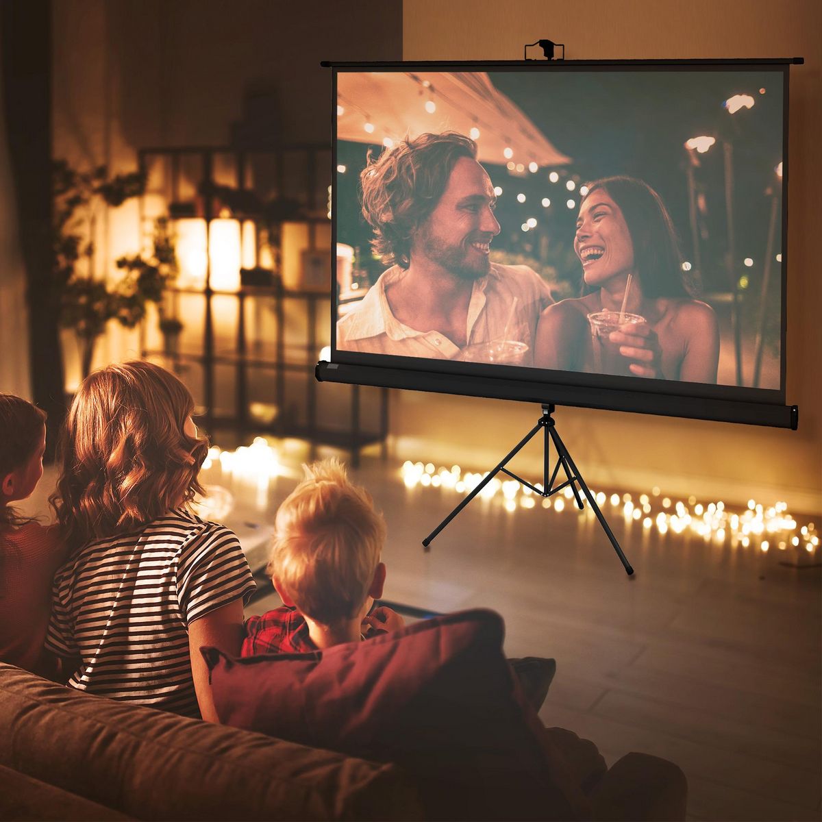HOMCOM Écran de projection avec support trépied réglable en hauteur home-cinéma vidéo projecteur format 16:9 4K HD 84 pouces noir
