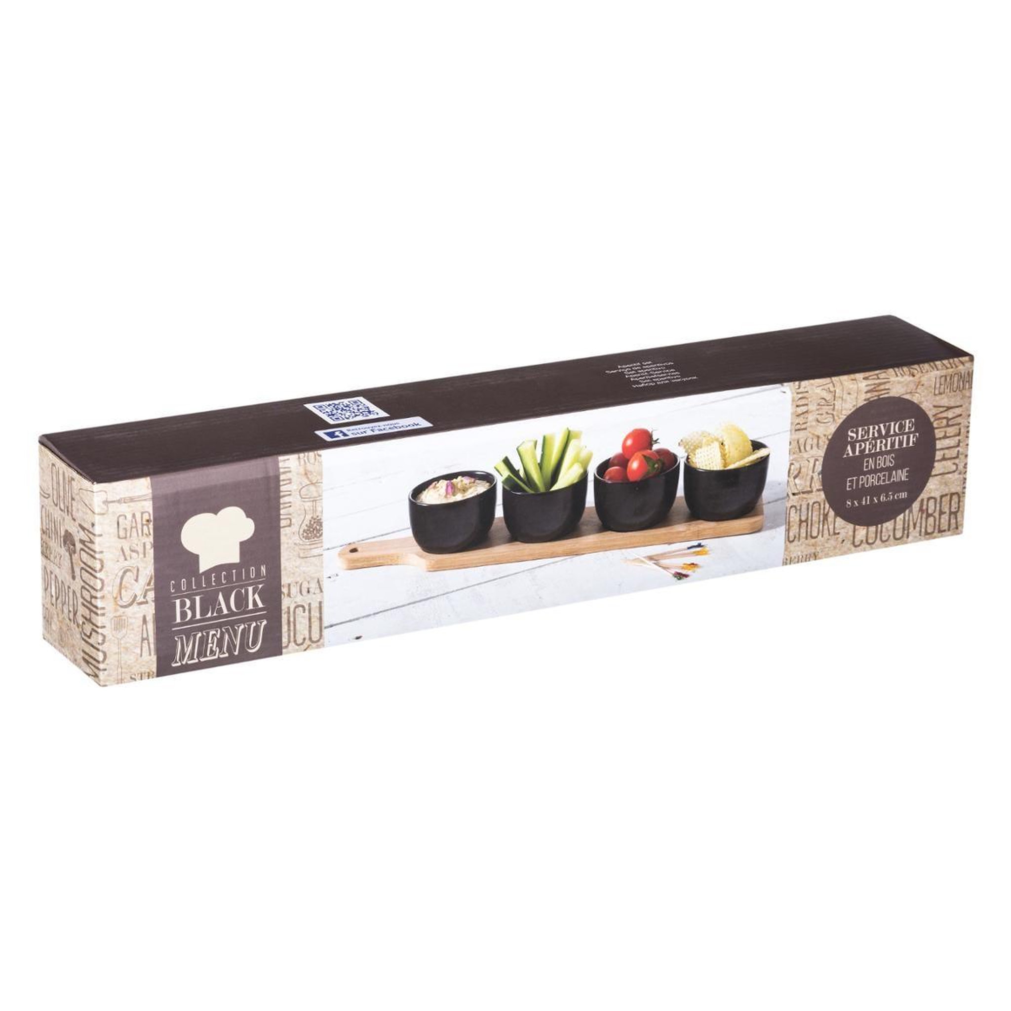 Voir la diapositive 4 : SECRET DE GOURMET Service apéritif 5 pièces  black menu  noir