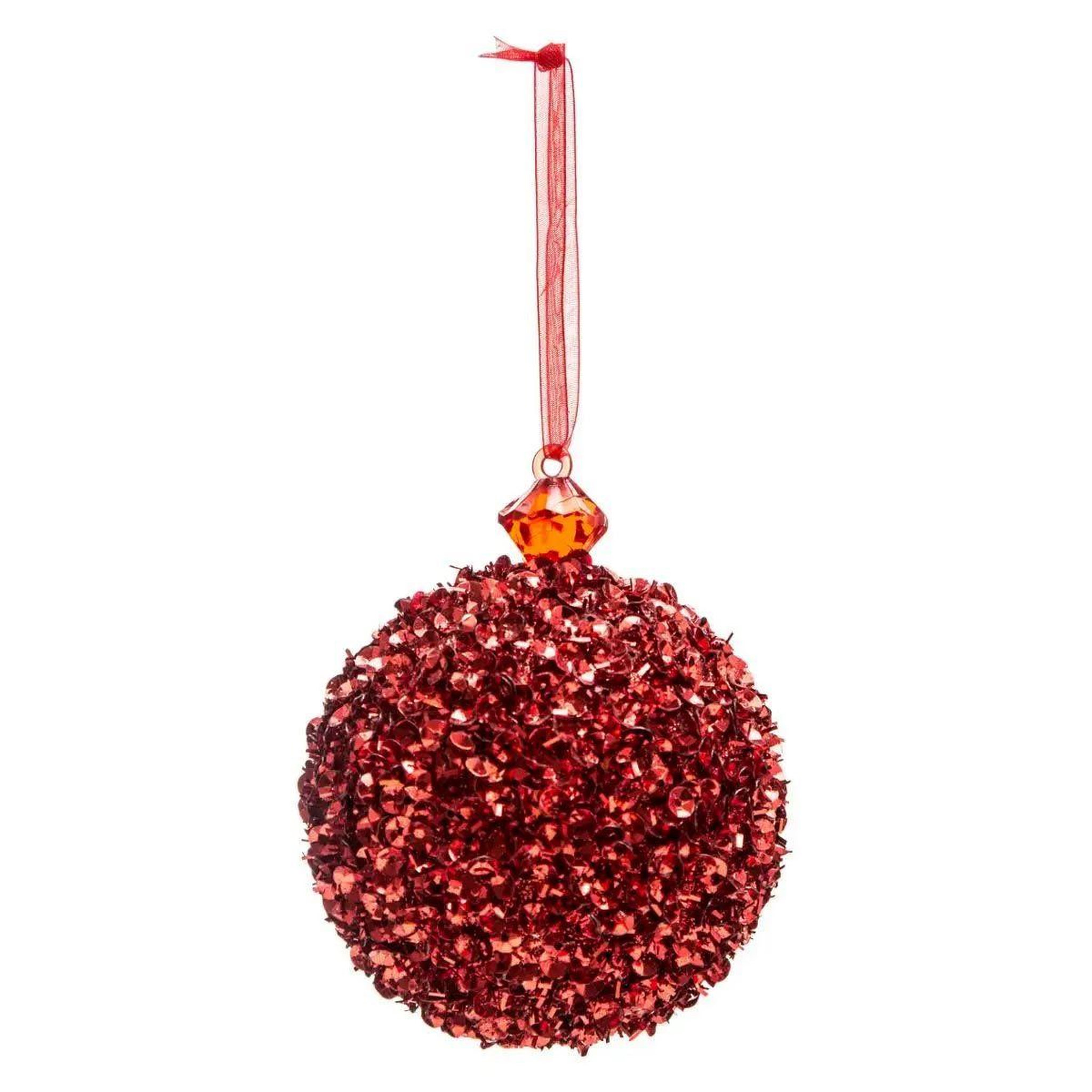 ATMOSPHERA Boule de noël sequins paillettes  soir  8cm rouge