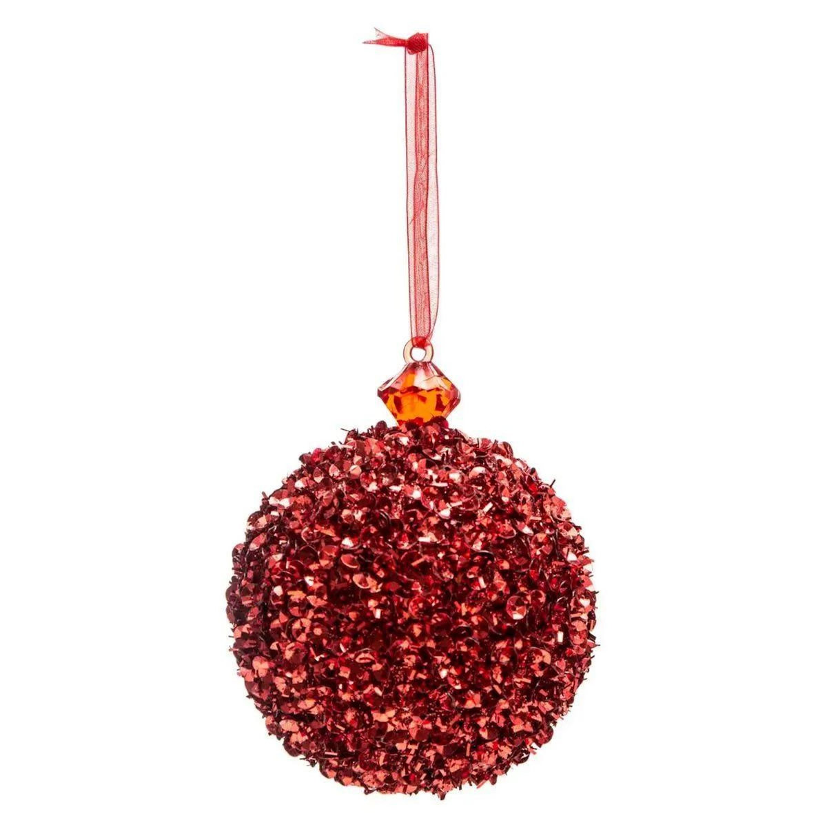 ATMOSPHERA Boule de Noël Sequins Paillettes  Soir  8cm Rouge