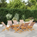 VIDAXL Chaises de jardin pliantes lot de 8 taupe tissu et bois massif