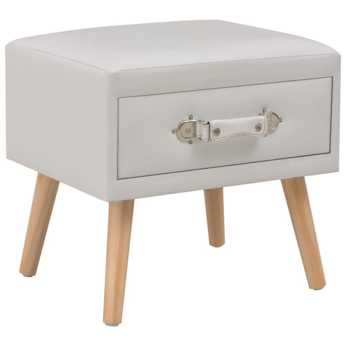 VIDAXL Table de chevet Blanc 40x35x40 cm Similicuir