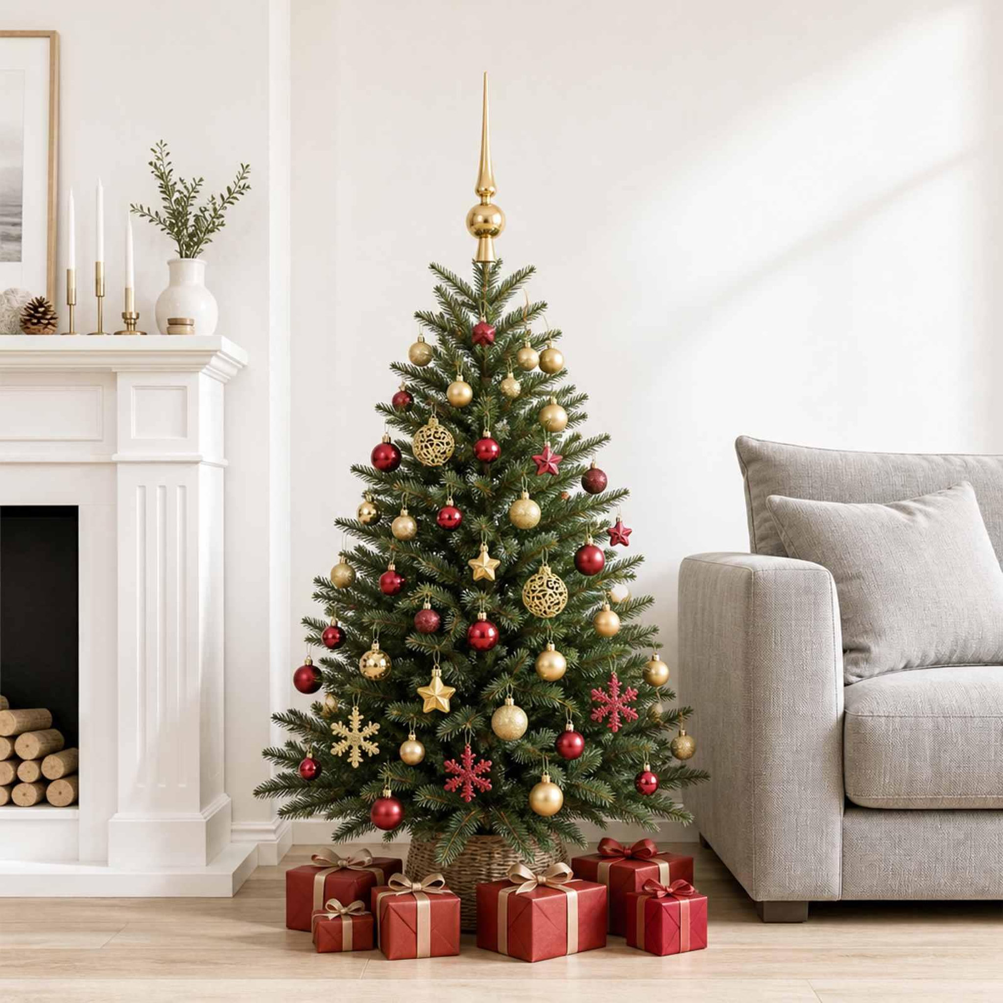 Voir la diapositive 2 : VIDAXL Ensemble de boules de Noël 111 pc Or et rouge bordeaux