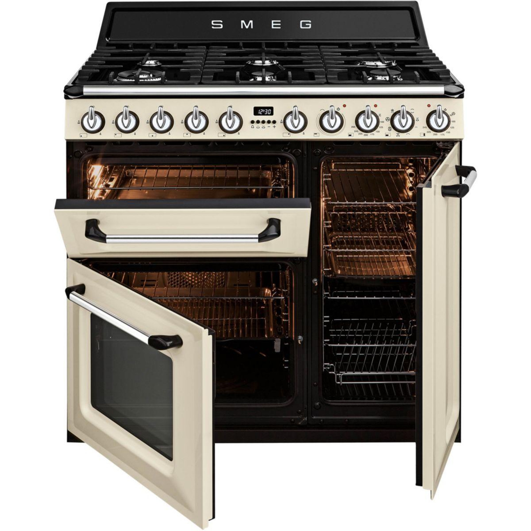 Voir la diapositive 2 : SMEG Piano de cuisson gaz tr93p