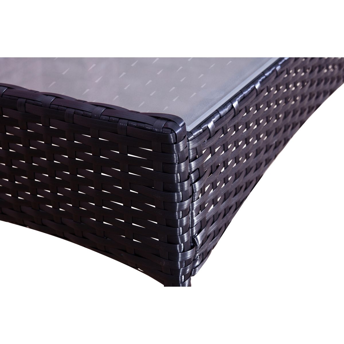 CONCEPT USINE Salon de jardin 4 places en résine tressée Noir et coussins noirs MYKONOS