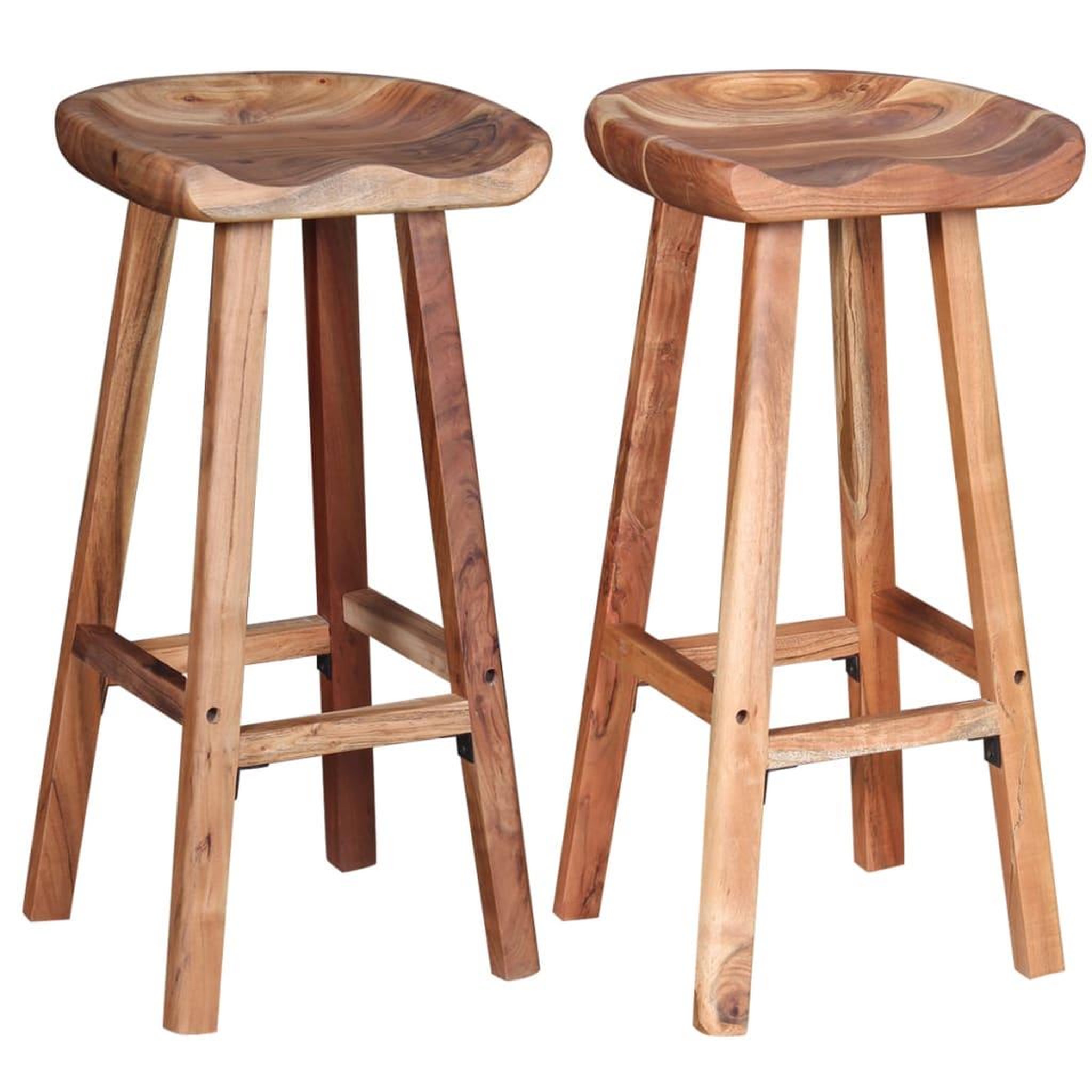 Voir la diapositive 1 : VIDAXL Tabourets de bar lot de 2 bois d'acacia massif