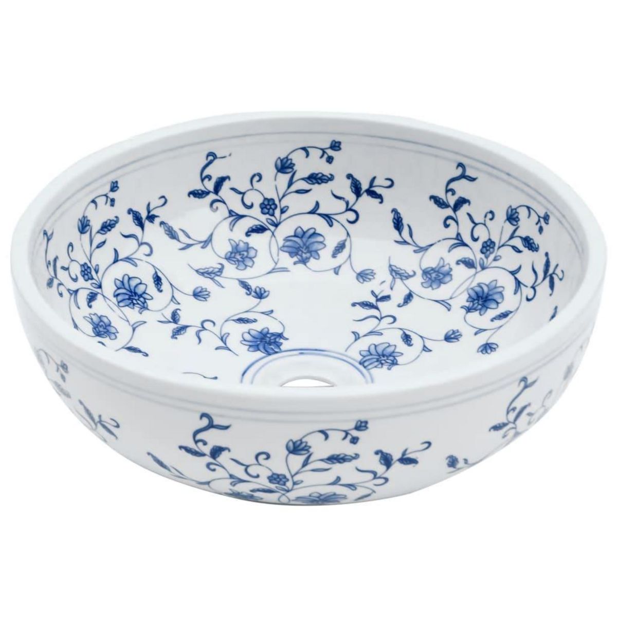VIDAXL Vasque a poser blanc et bleu rond Φ41x14 cm ceramique