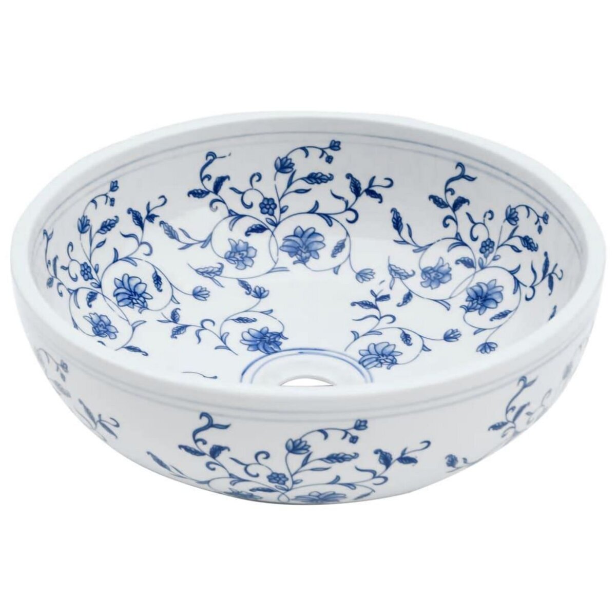 VIDAXL Vasque a poser blanc et bleu rond Φ41x14 cm ceramique