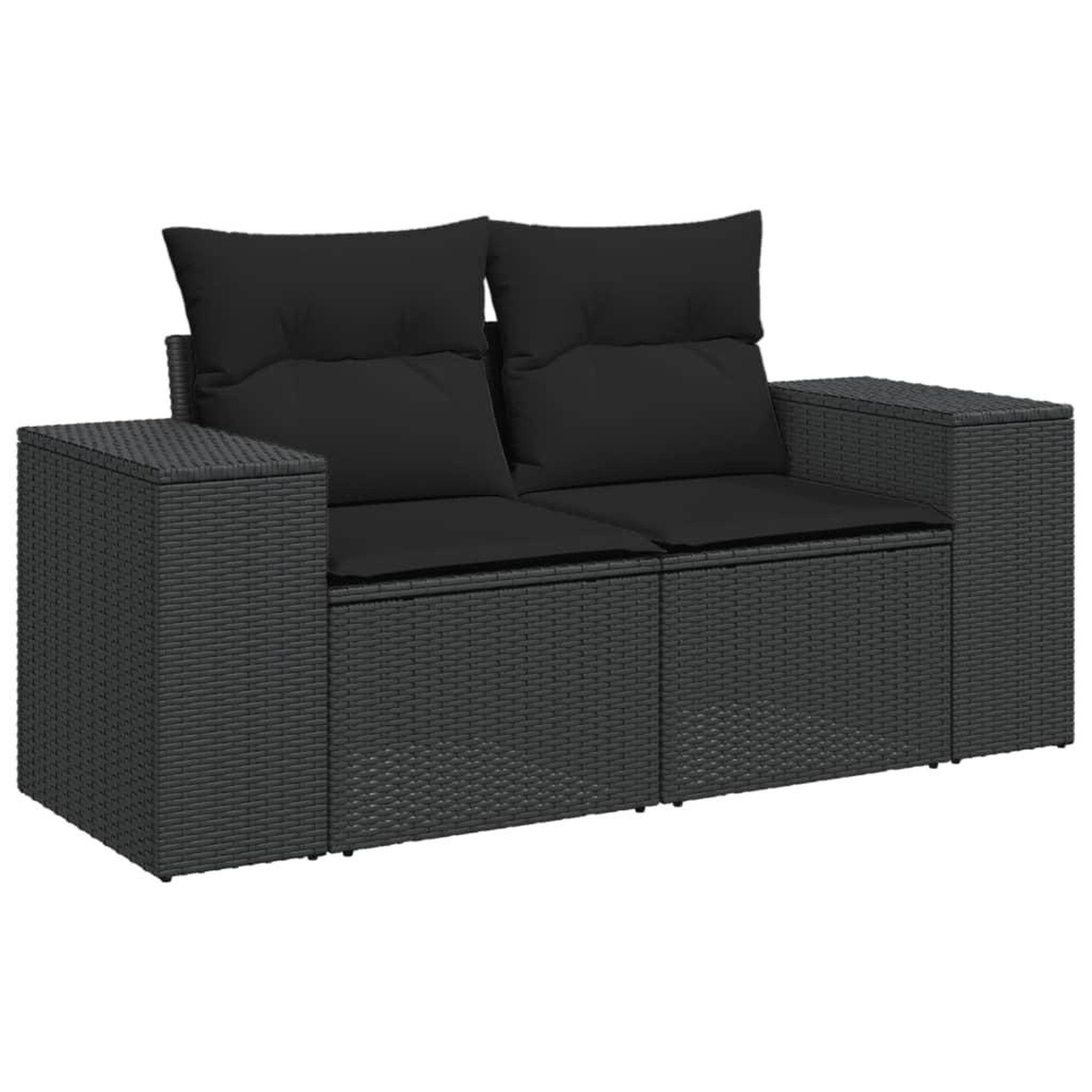 Voir la diapositive 5 : VIDAXL Salon de jardin 4 pcs avec coussins noir resine tressee
