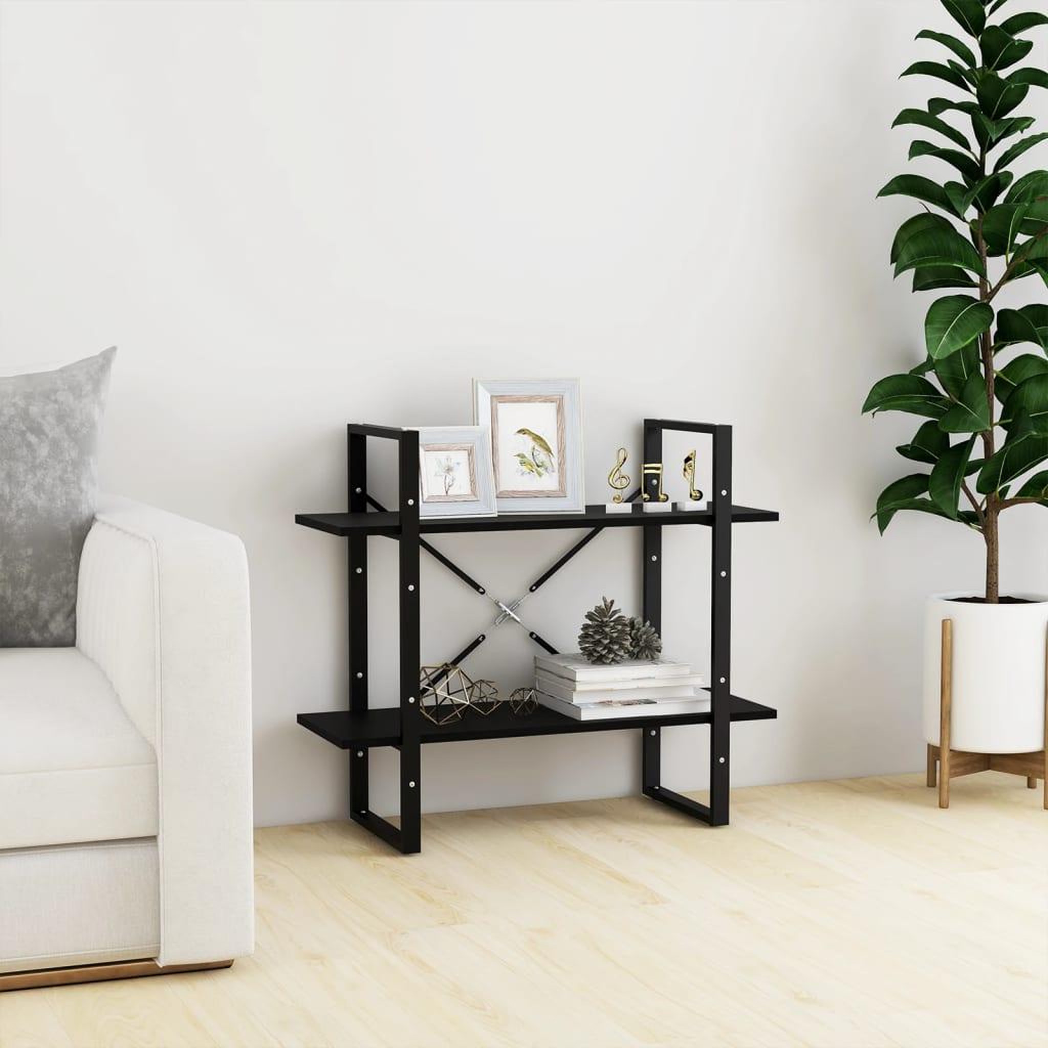 Voir la diapositive 1 : VIDAXL Bibliotheque a 2 niveaux Noir 80x30x70 cm Bois de pin massif
