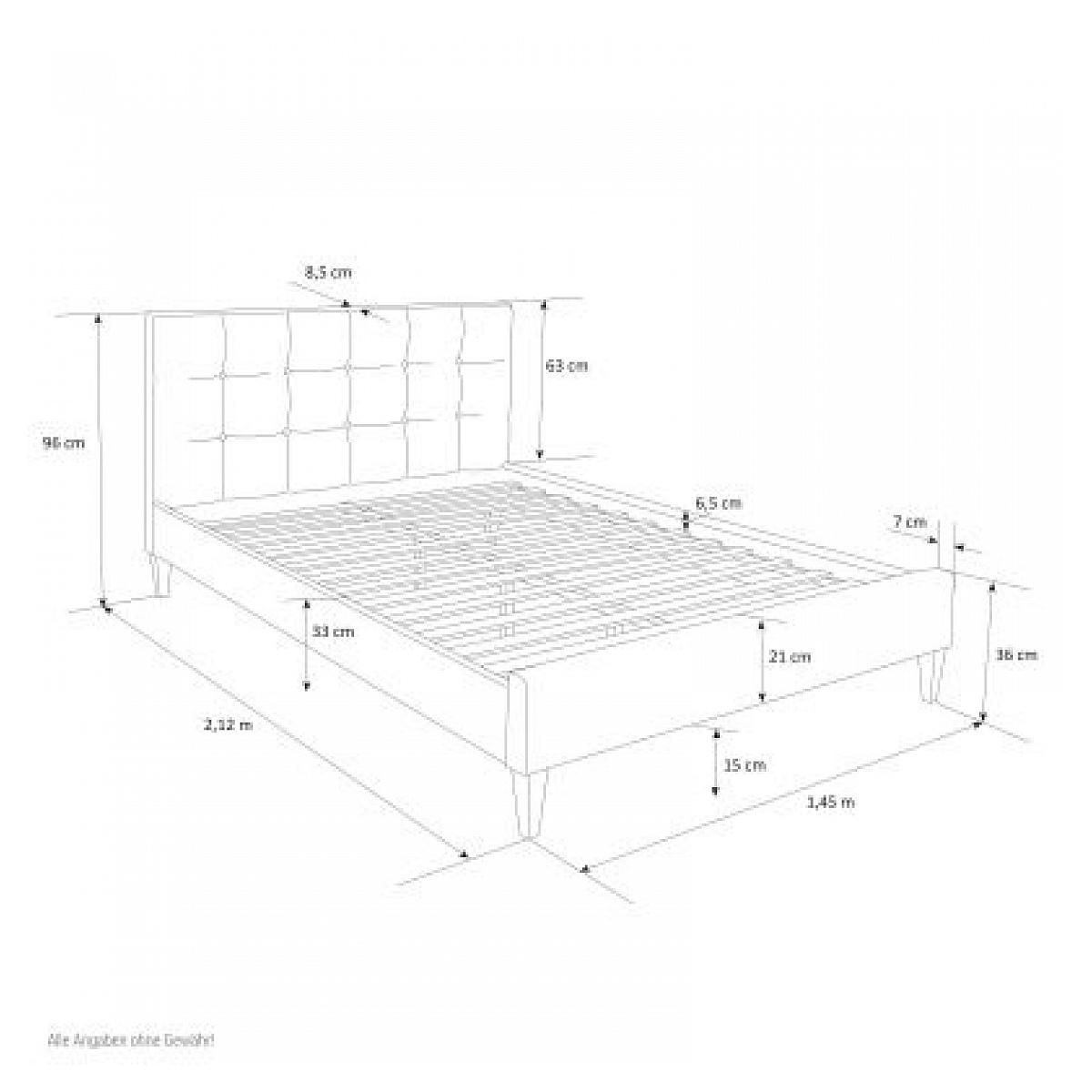 HomeStyle4U Lit capitonné avec matelas 140x200 et sommier à lattes - gris
