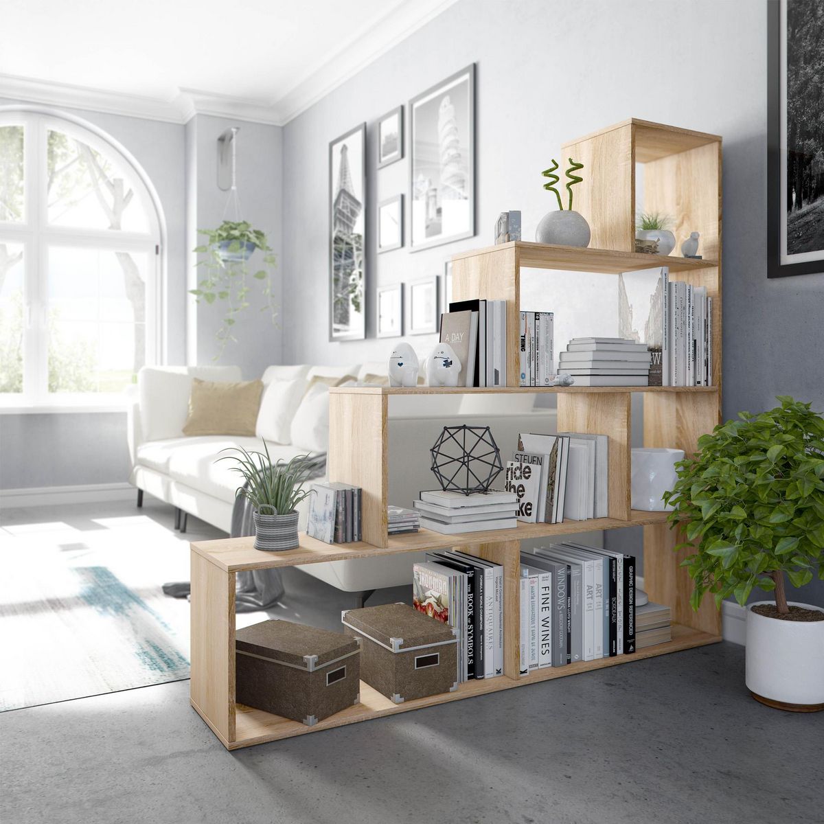 VS VENTA-STOCK Étagère Bibliothèque Jaén Chêne 6 étagères, pour Salle à Manger ou Bureau