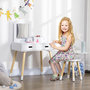 Voir la diapositive 2 : HOMCOM Coiffeuse enfant design scandinave - tabouret inclus - 2 tiroirs, niche, miroir - bois pin MDF blanc