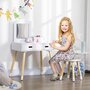 HOMCOM Coiffeuse enfant design scandinave - tabouret inclus - 2 tiroirs, niche, miroir - bois pin MDF blanc