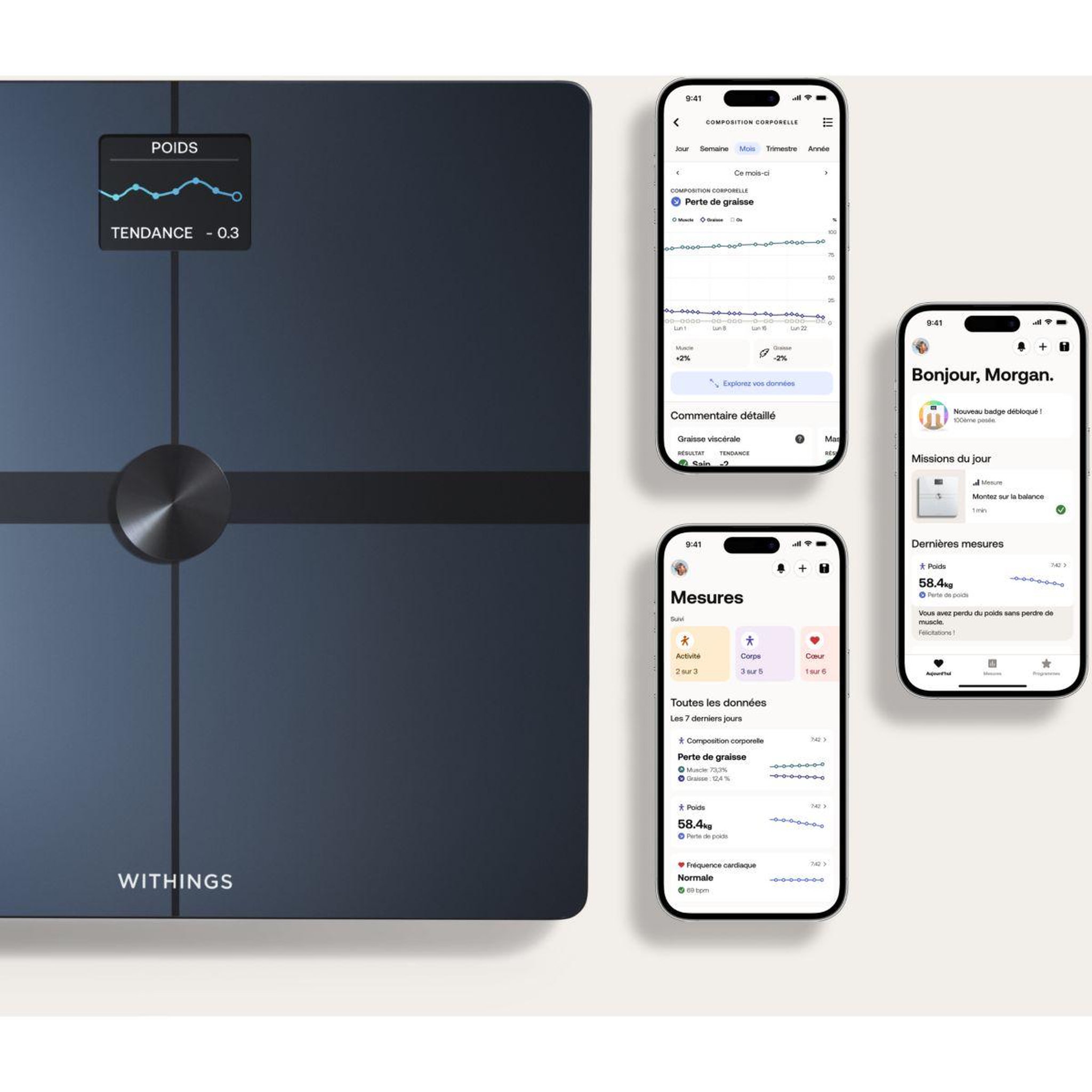 Voir la diapositive 3 : WITHINGS Pèse personne connecté body smart noir