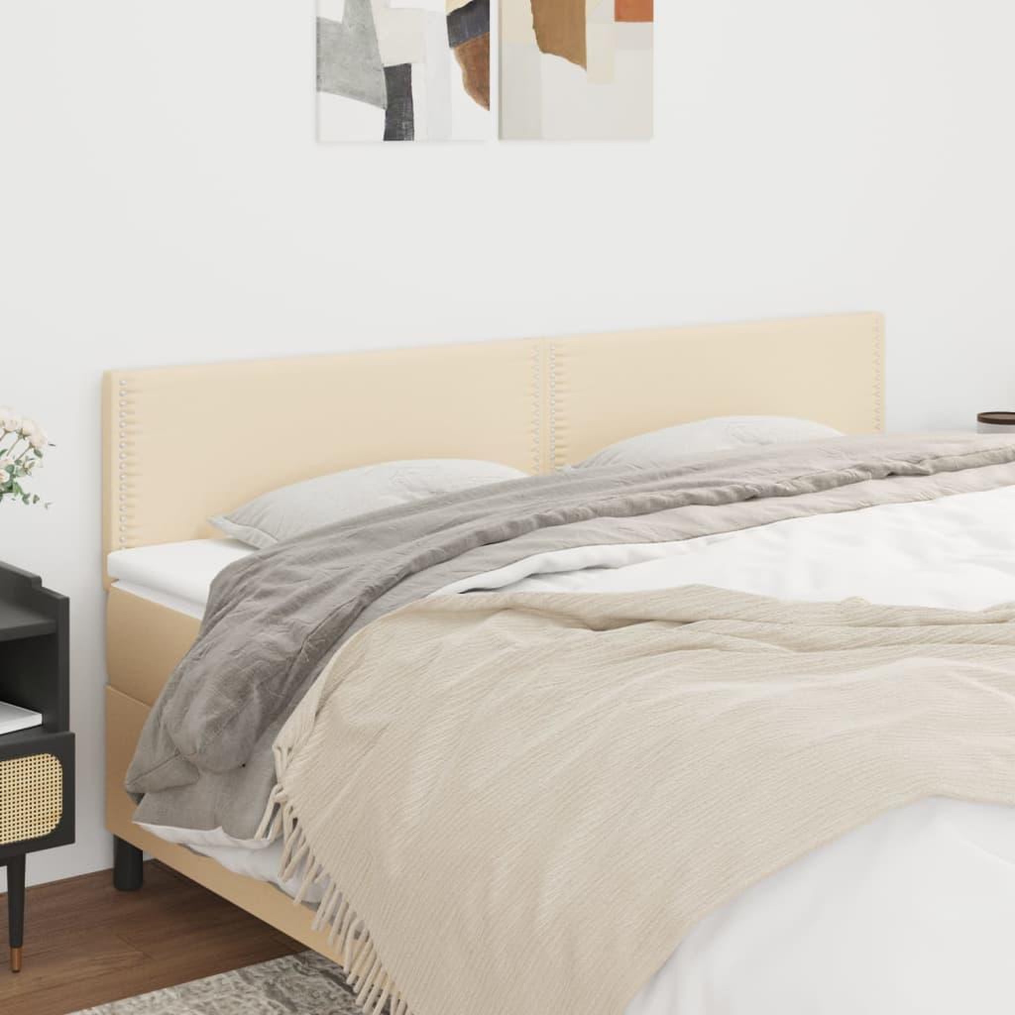 Voir la diapositive 1 : VIDAXL Tetes de lit 2 pcs Creme 100x5x78/88 cm Tissu