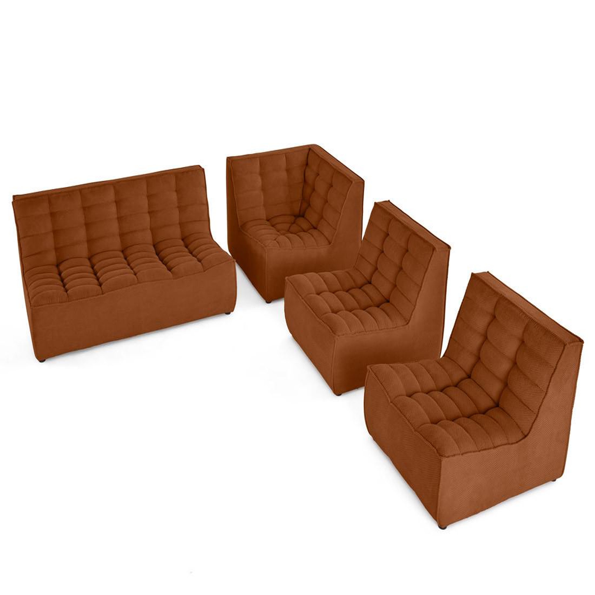 Voir la diapositive 2 : BEST MOBILIER Ellie - canapé modulable d'angle réversible 5 places en velours texturé