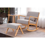 Voir la diapositive 4 : CONCEPT USINE Rocking Chair + pouf scandinave en bois et tissu gris HOLMES