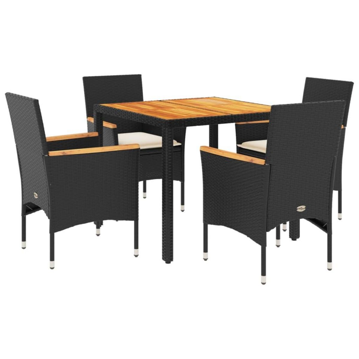 VIDAXL Ensemble a manger de jardin et coussins 5 pcs noir rotin acacia