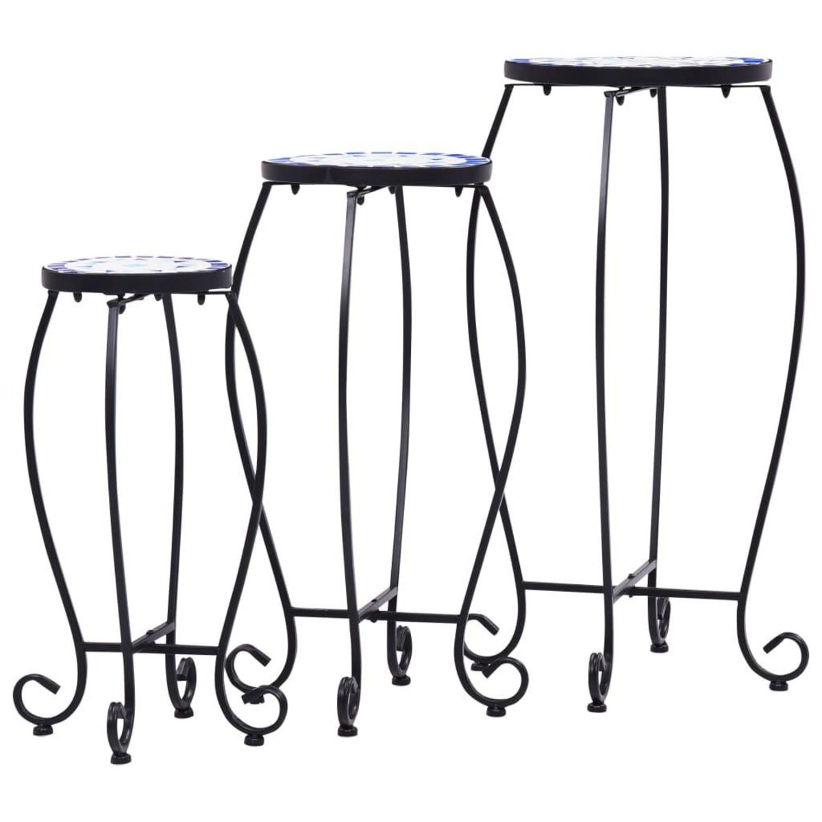 VIDAXL Tables mosaïque 3 pcs Bleu et blanc Ceramique